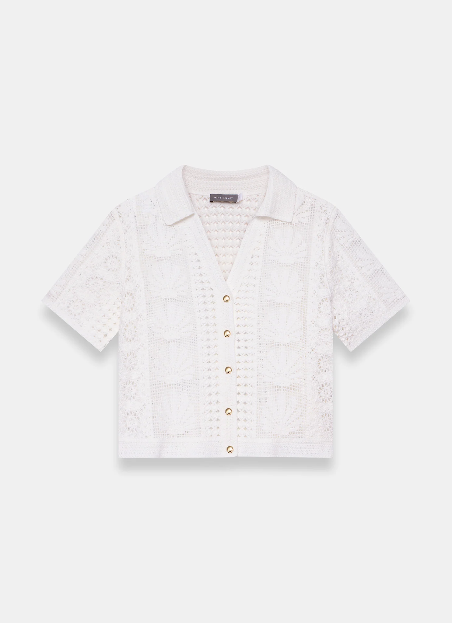 Cream Crochet Shell Shirt - Image 6