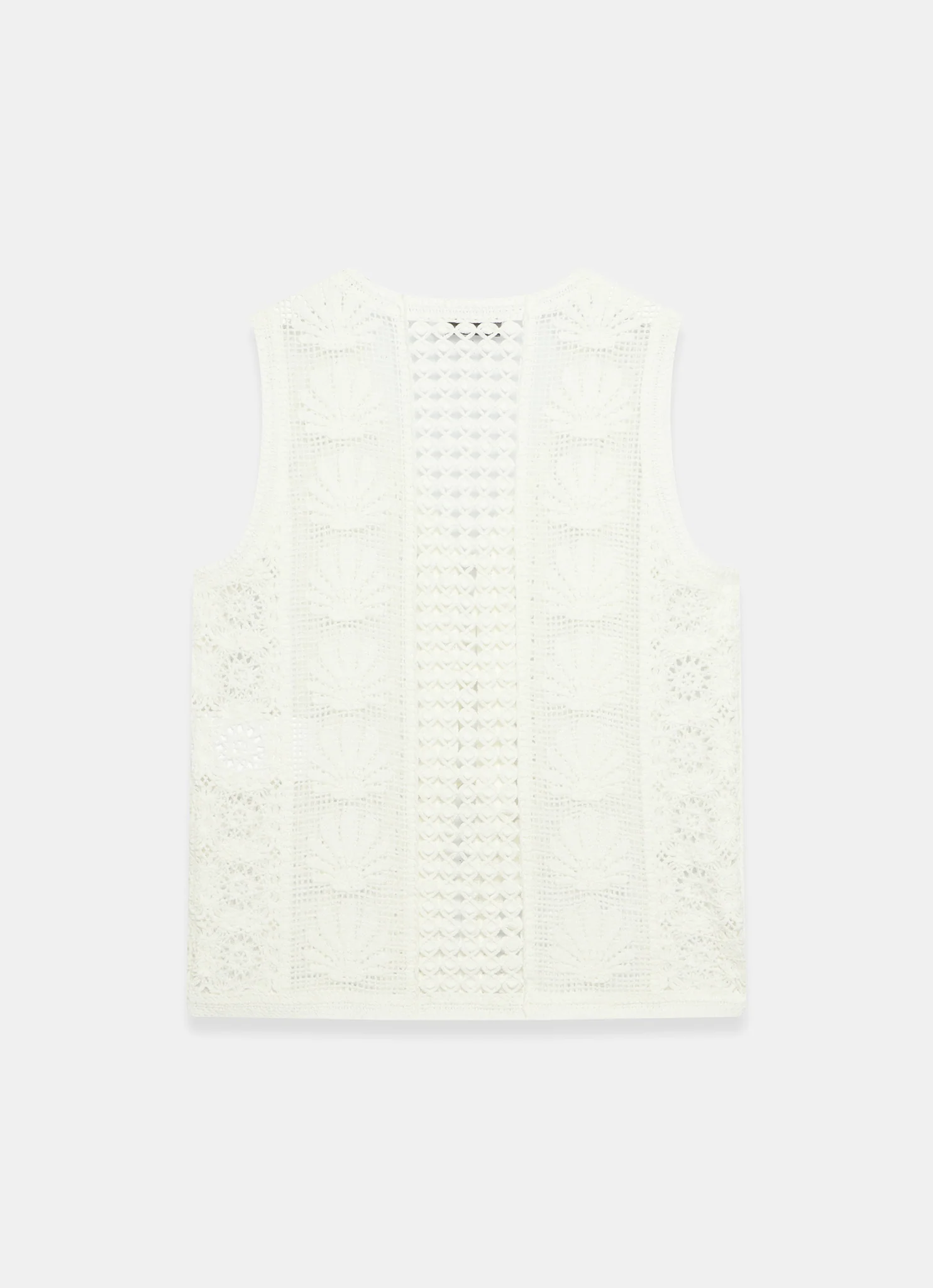 Cream Crochet Shell Tie Front Top - Image 8