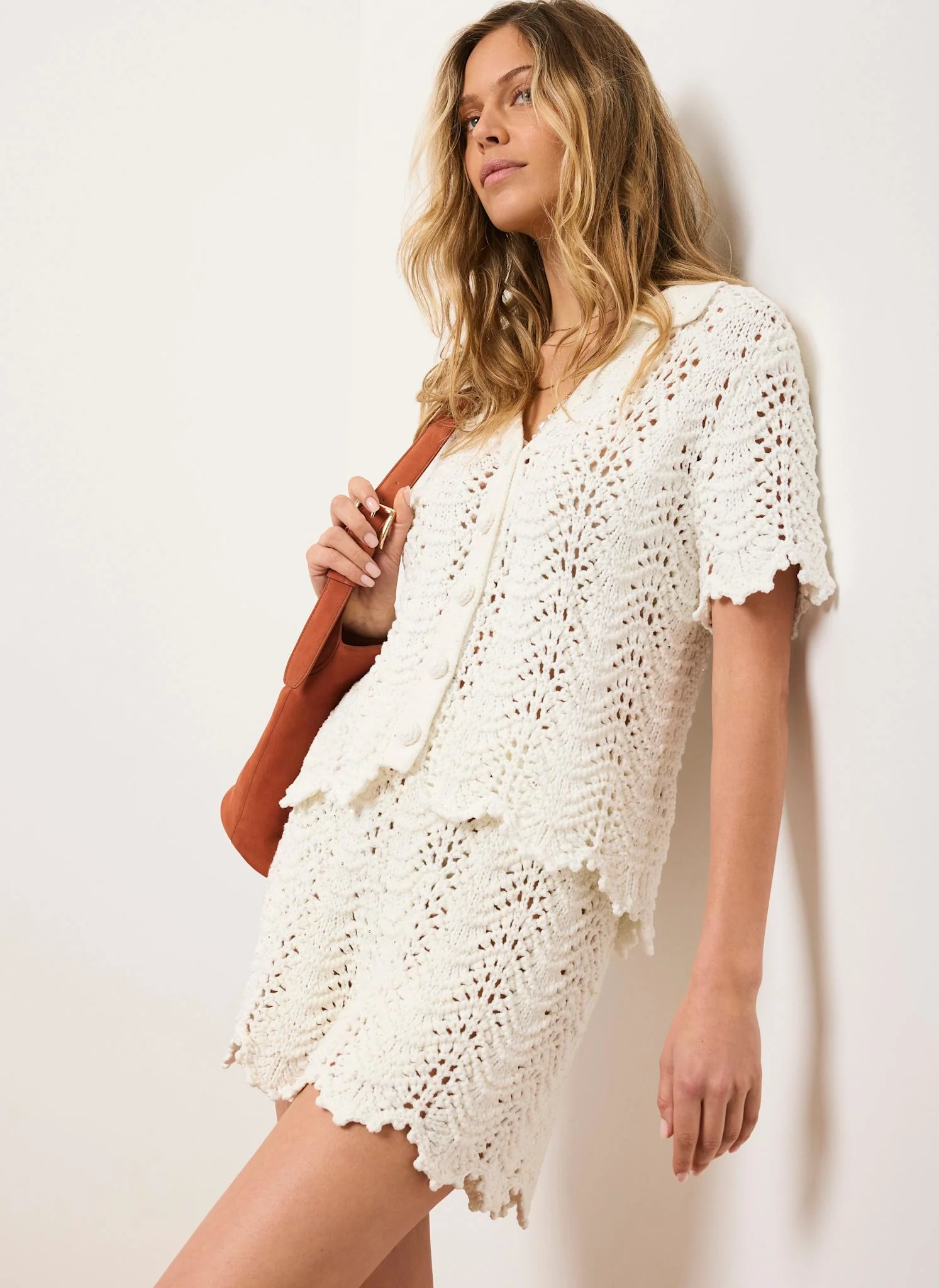 Cream Embellished Crochet Top - Image 5