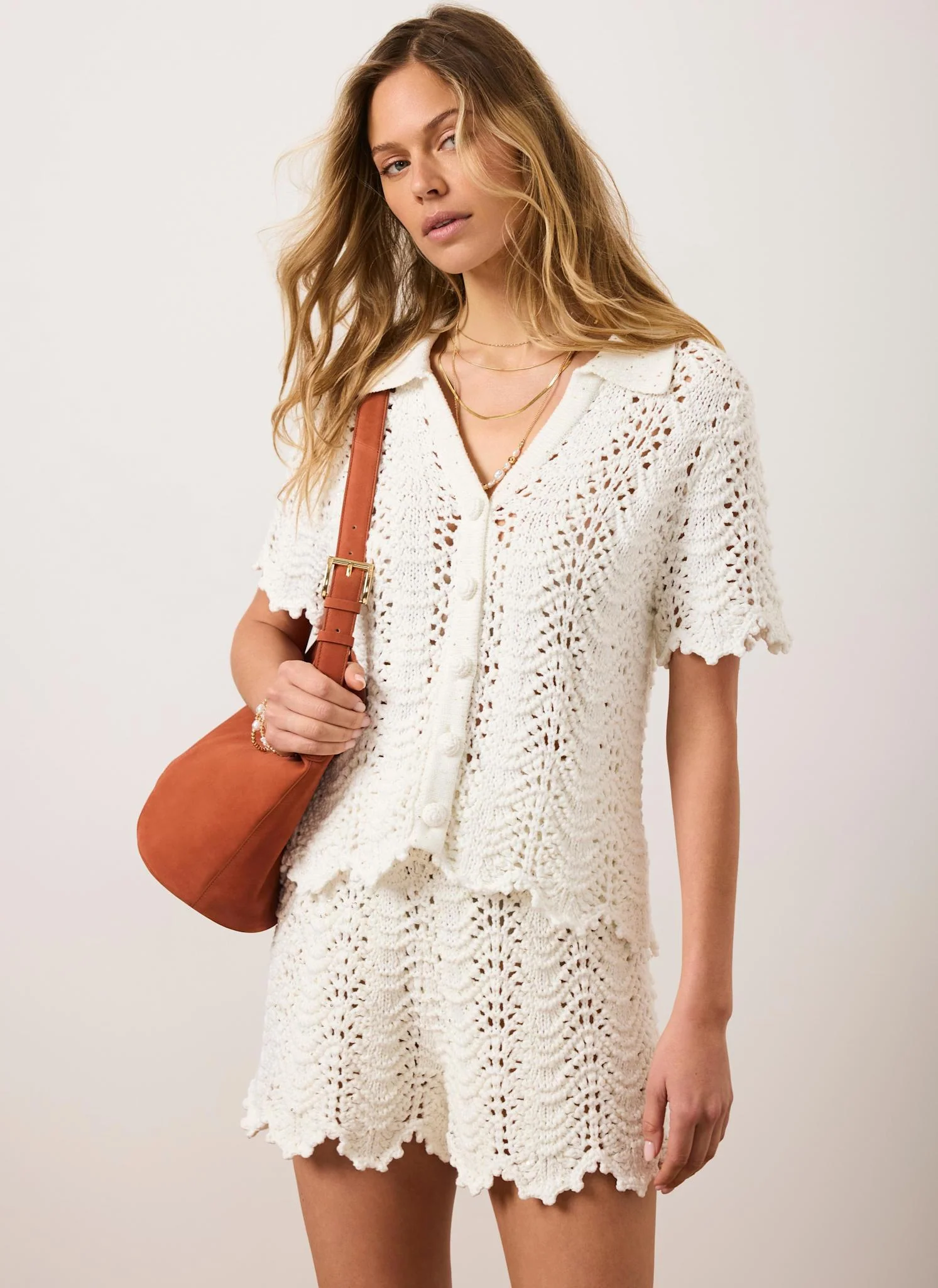 Cream Embellished Crochet Top - Image 6