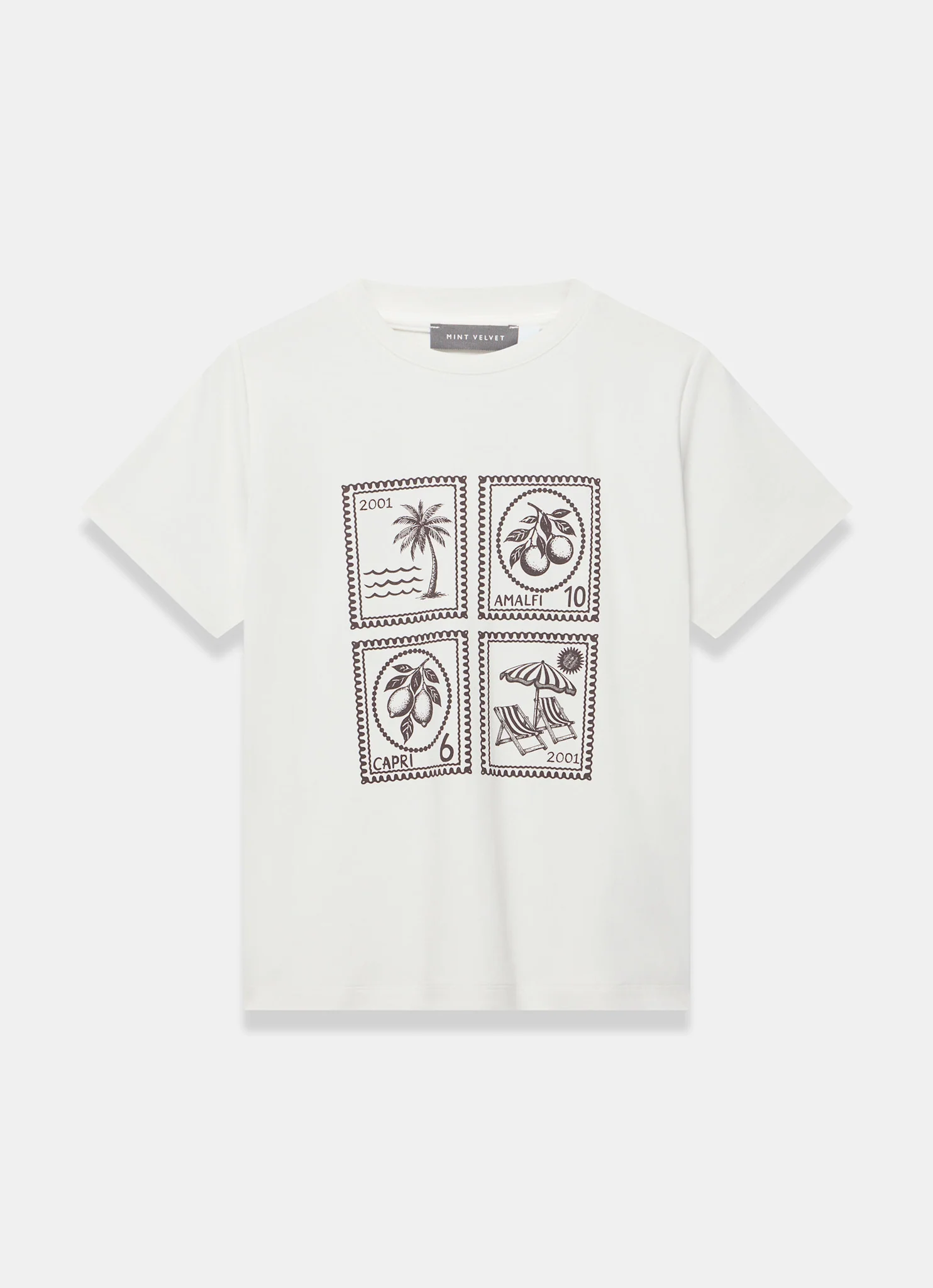 White Cotton Stamp Graphic T-Shirt - Image 7