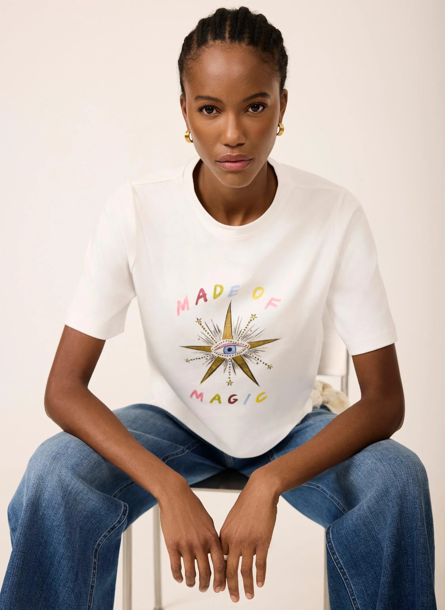 White Cotton Made of Magic Graphic T-Shirt - Image 5