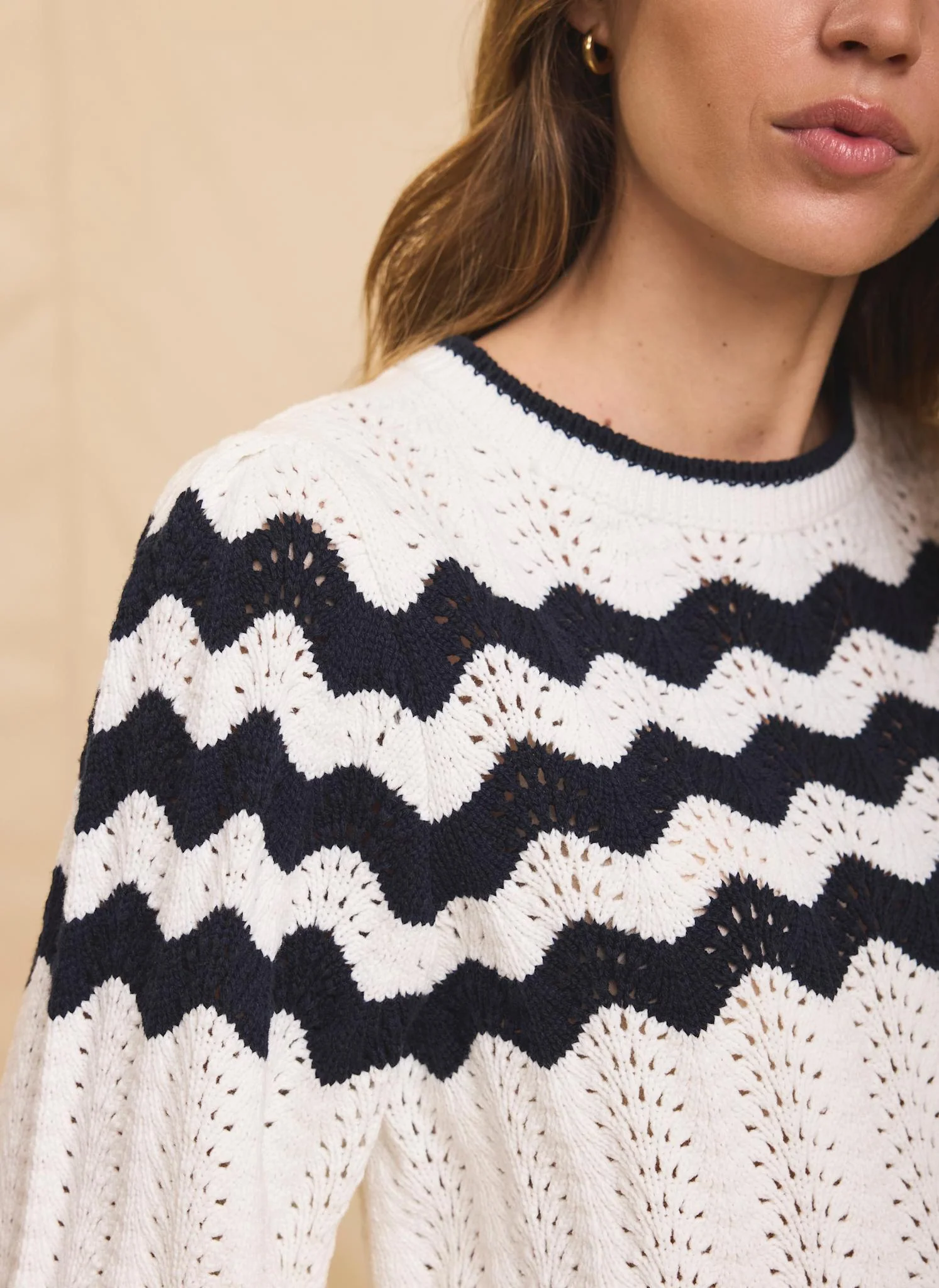 Neutral Striped Bow Back Jumper - Image 4