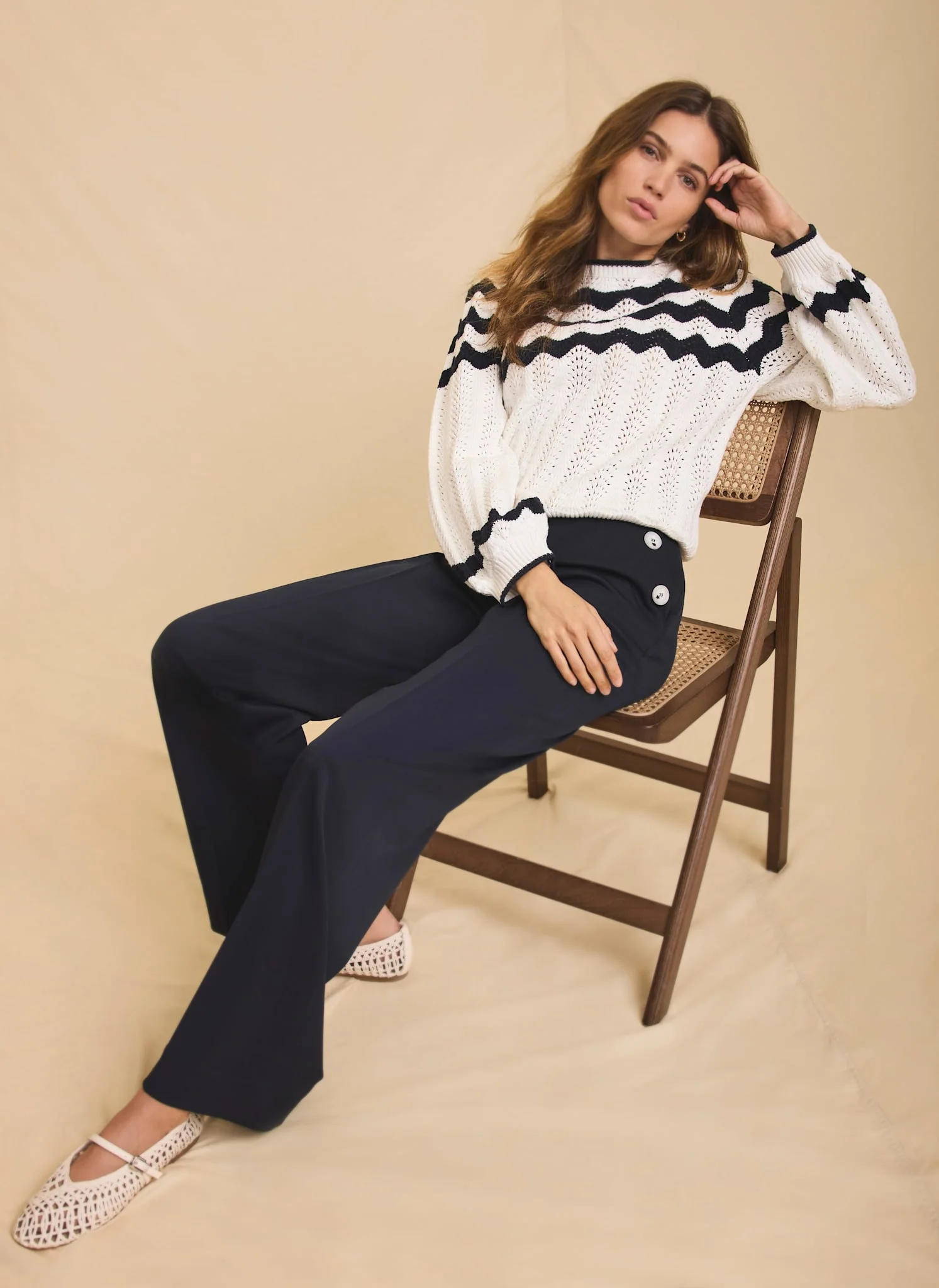 Neutral Striped Bow Back Jumper - Image 5
