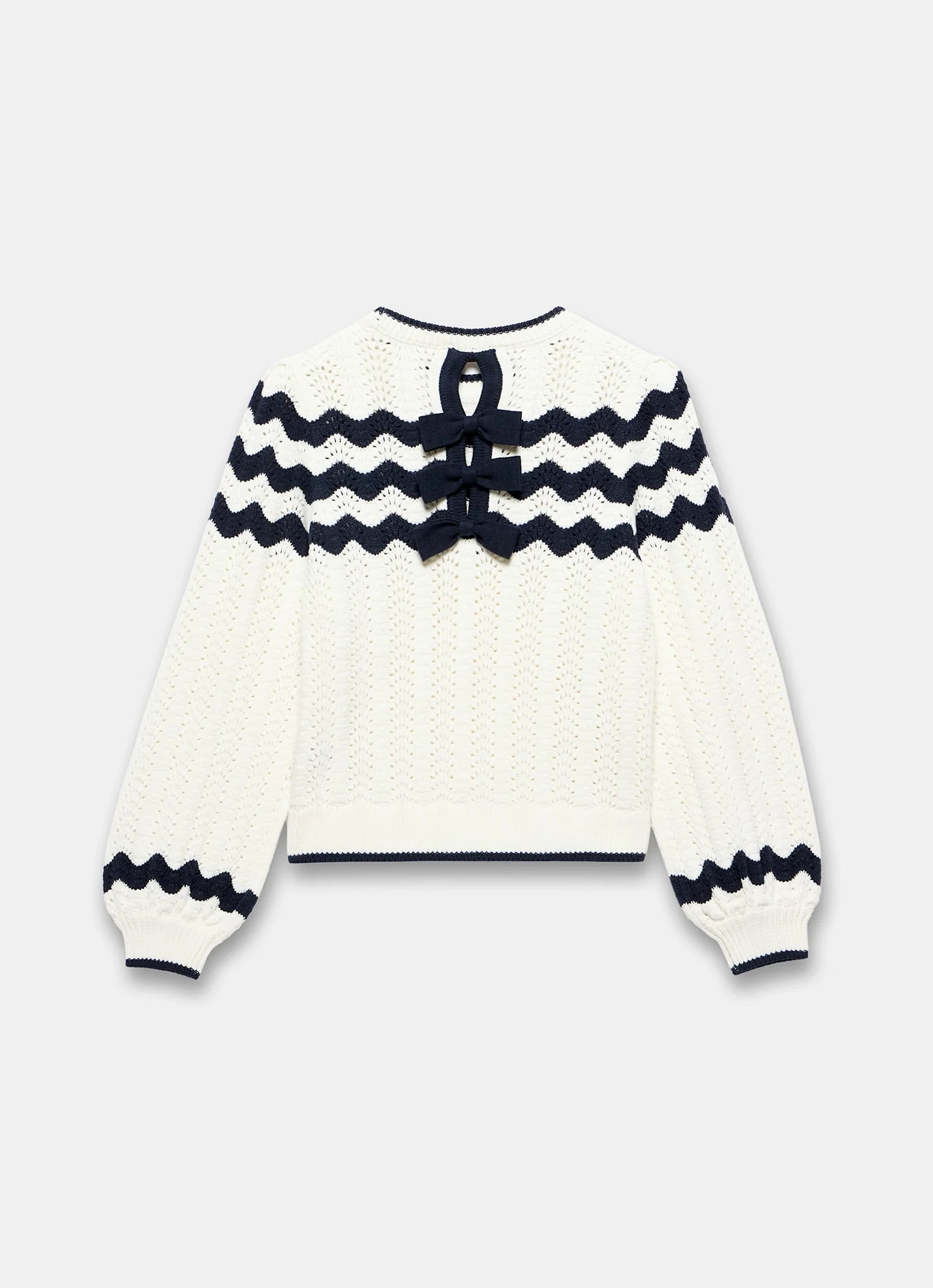 Neutral Striped Bow Back Jumper - Image 8