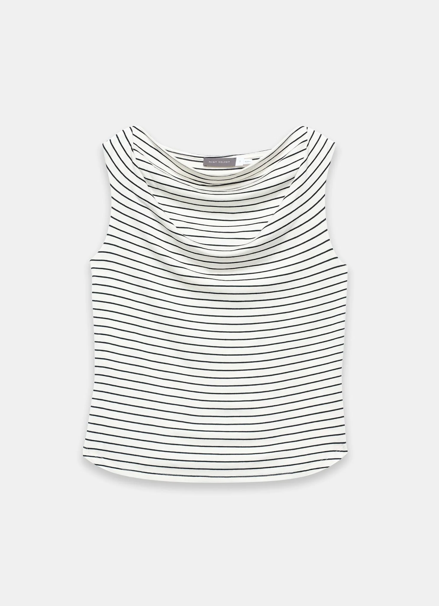 White & Black Stripe Cowl Neck Top - Image 7