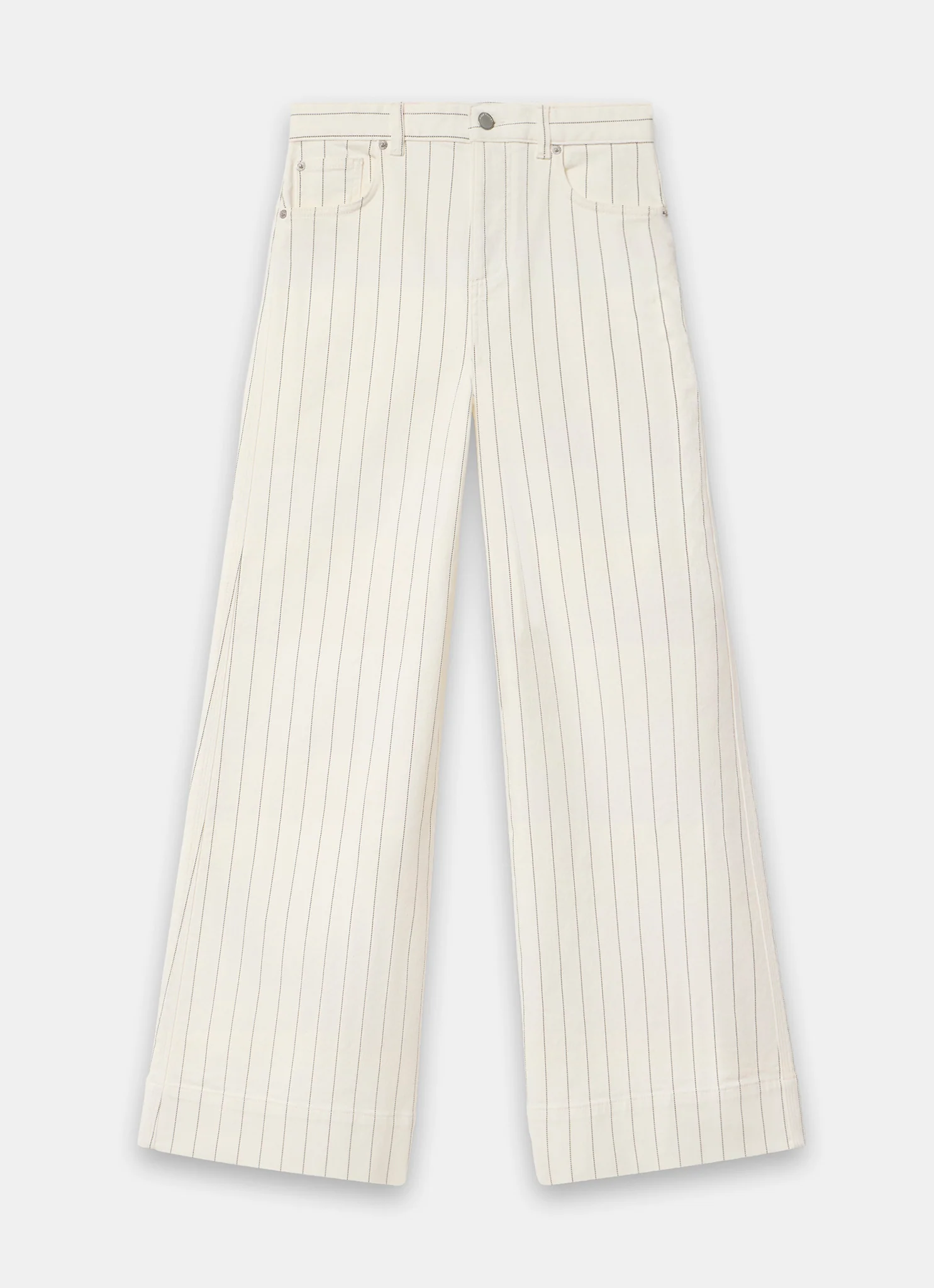 White Pinstripe Wide Jeans - Image 5