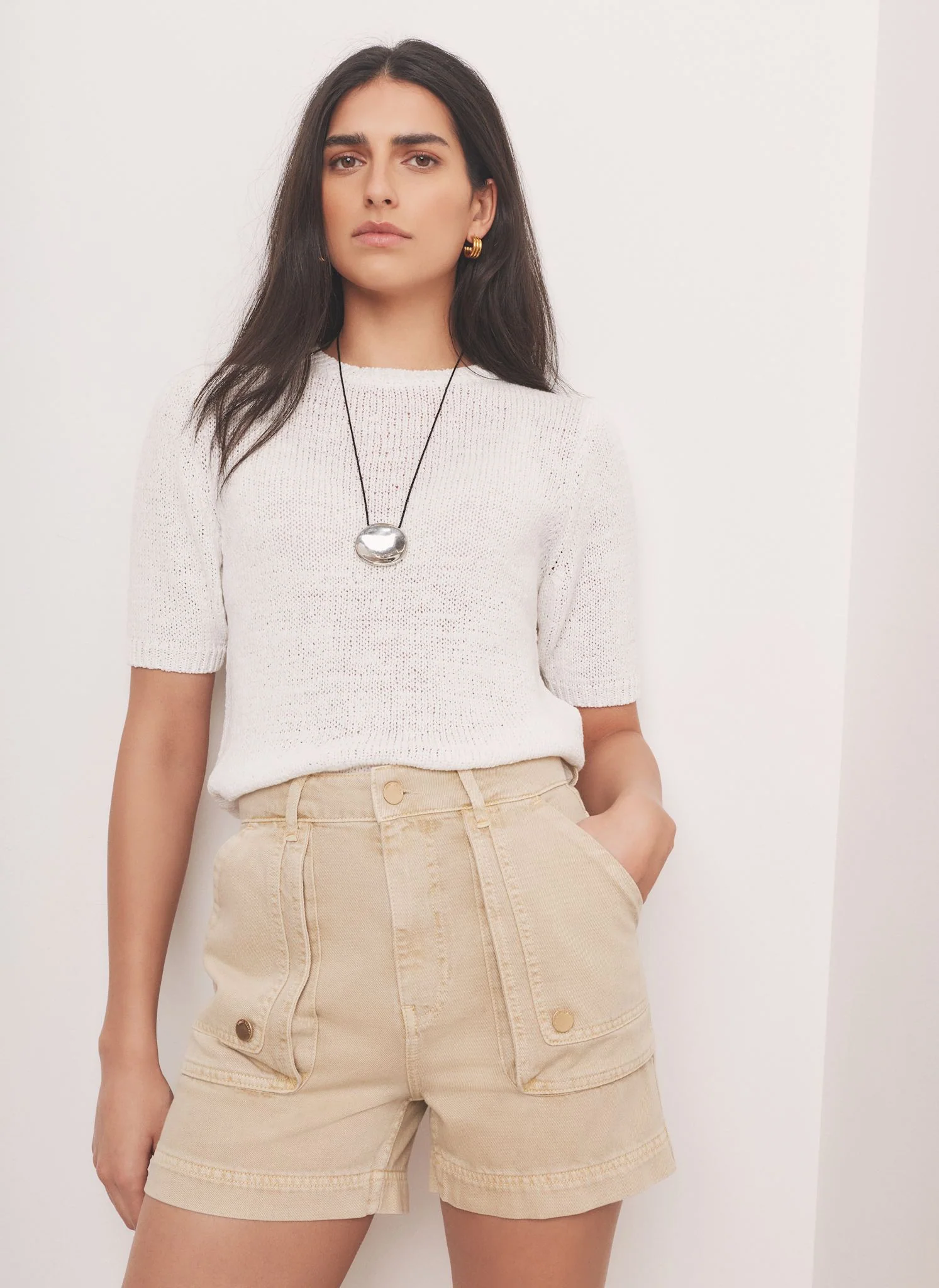 White Cotton Blend Knit Top - Image 4