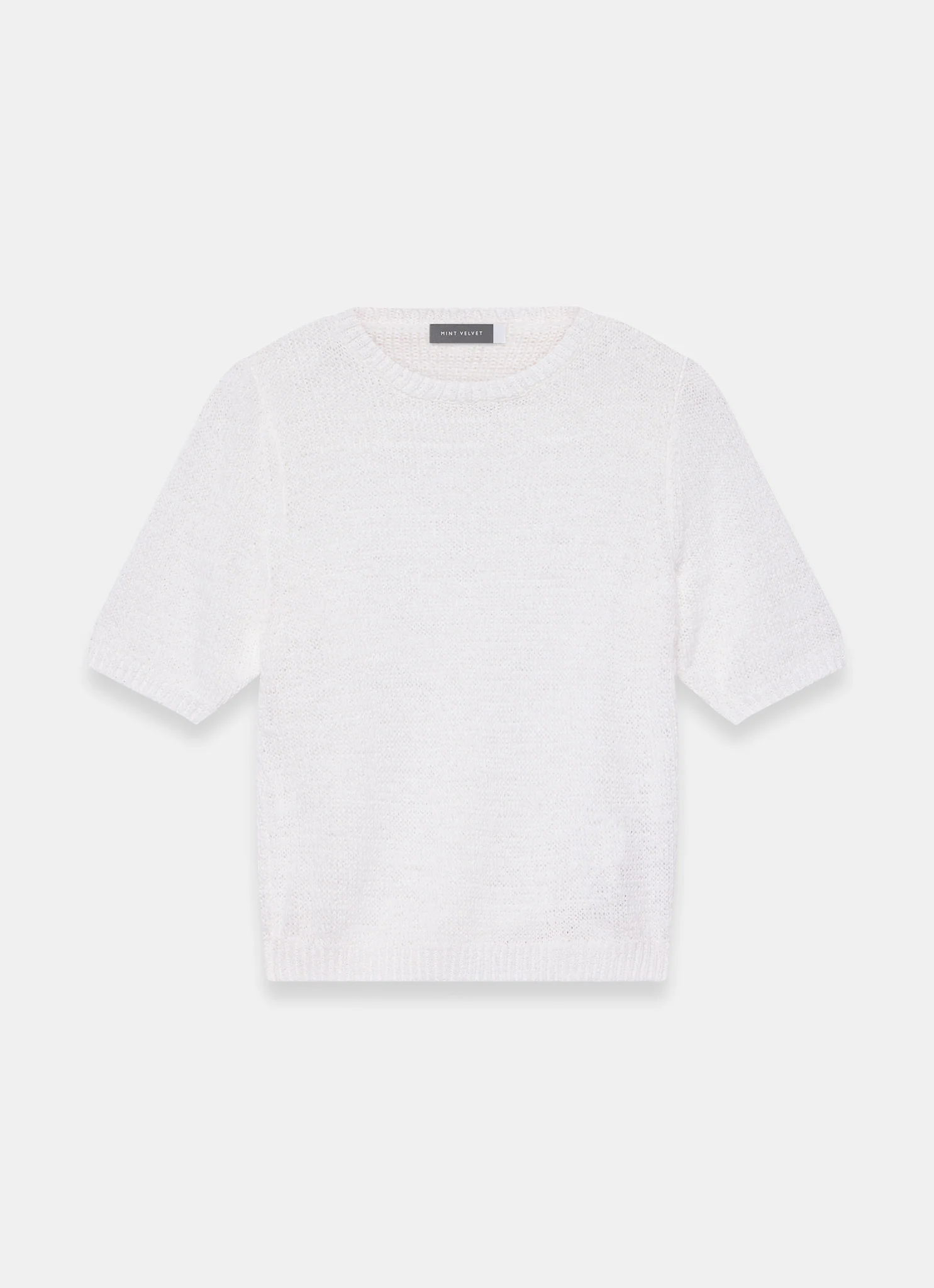 White Cotton Blend Knit Top - Image 6