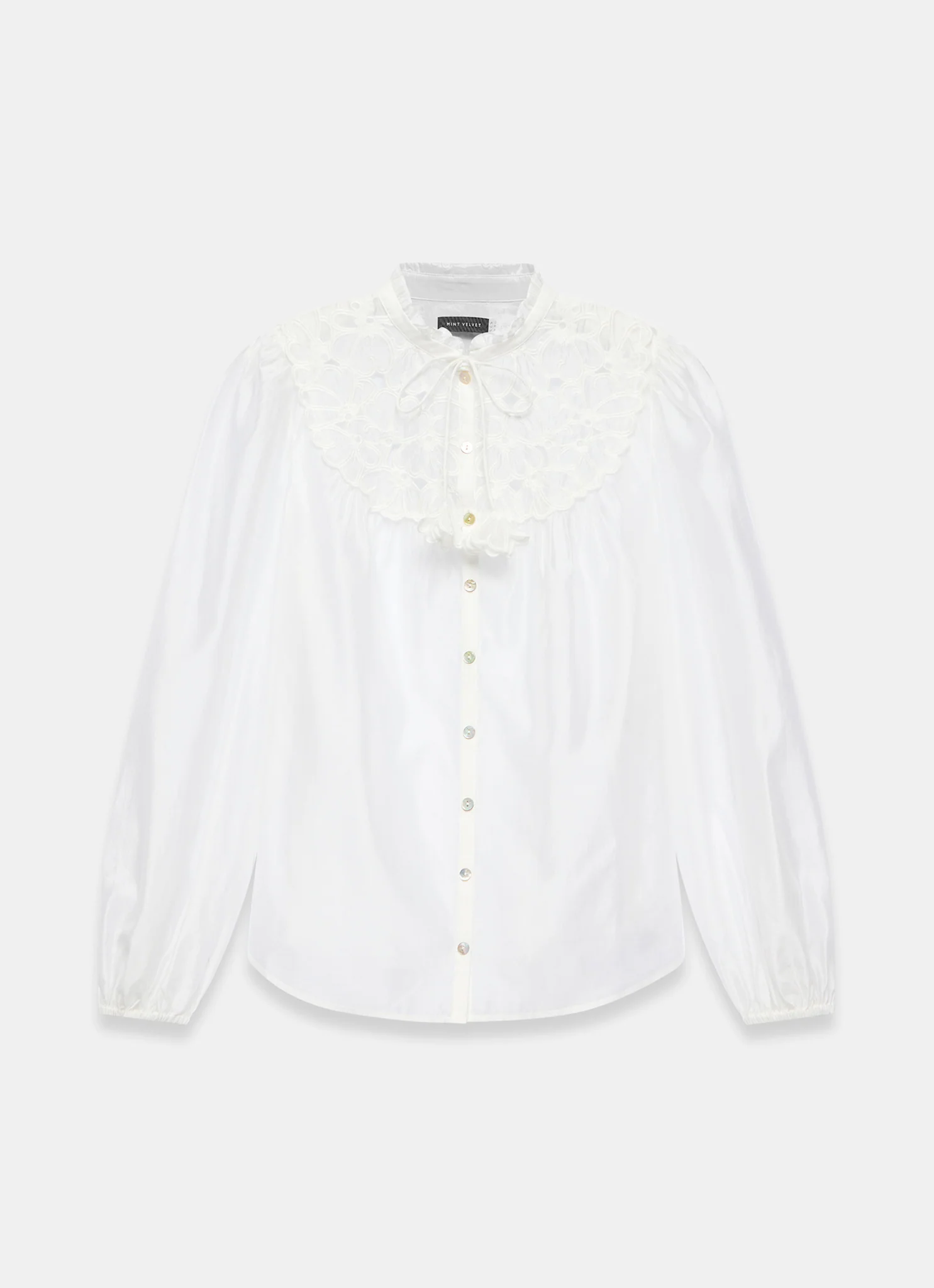 White Floral Detail Sheer Blouse - Image 7