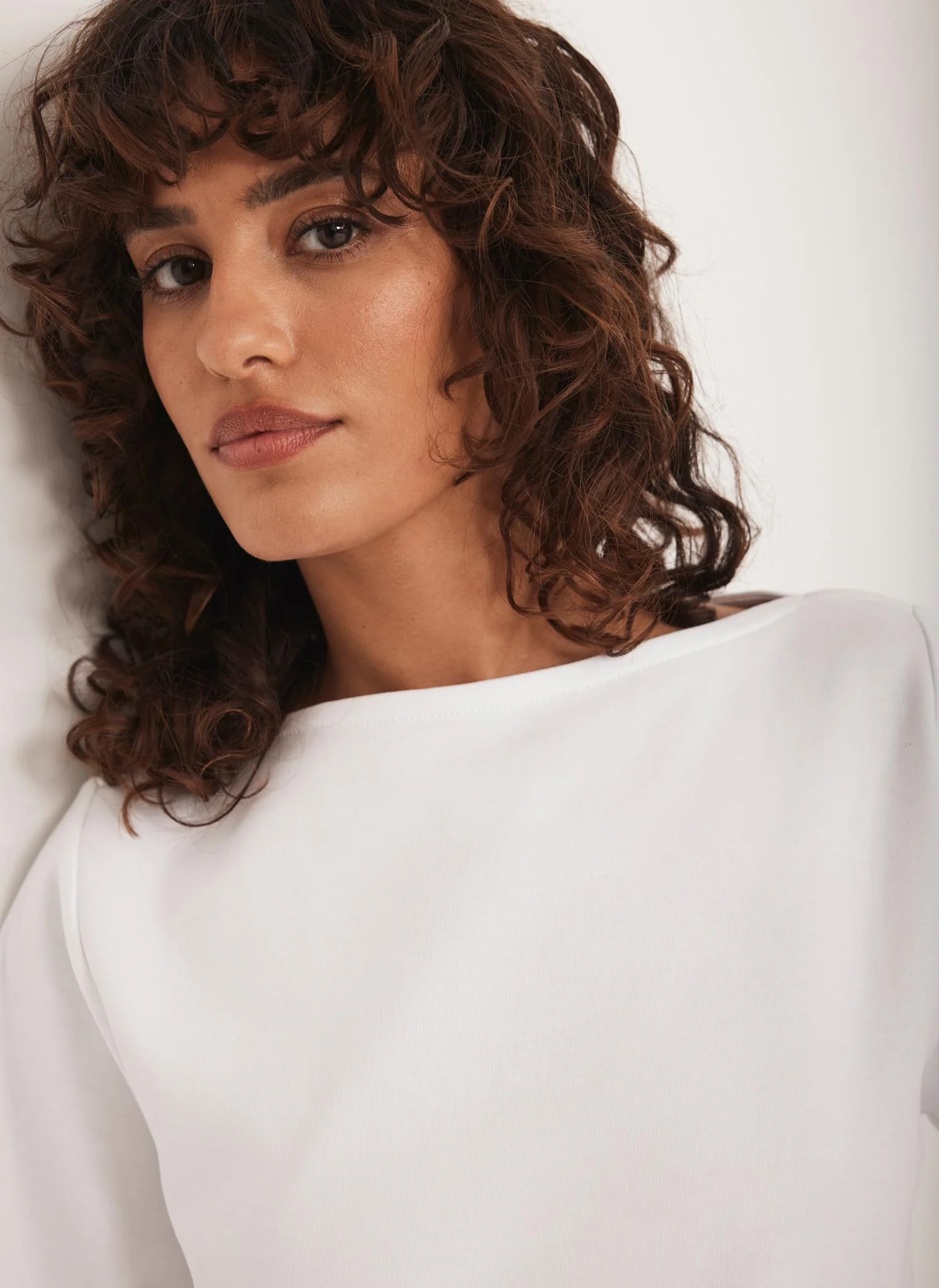 White Slash Neck T-Shirt - Image 3