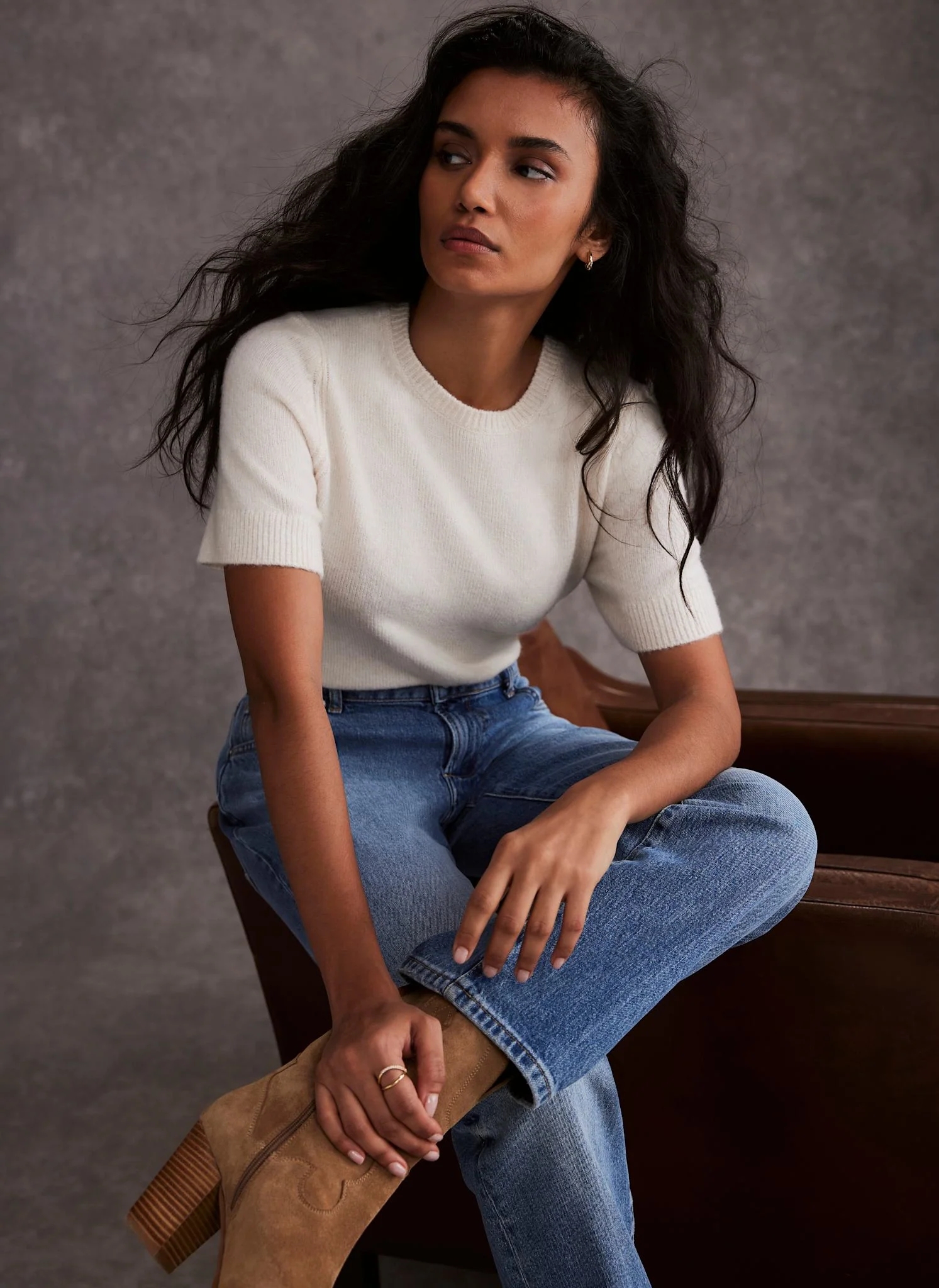 Cream Fitted Knit Tee - Image 3