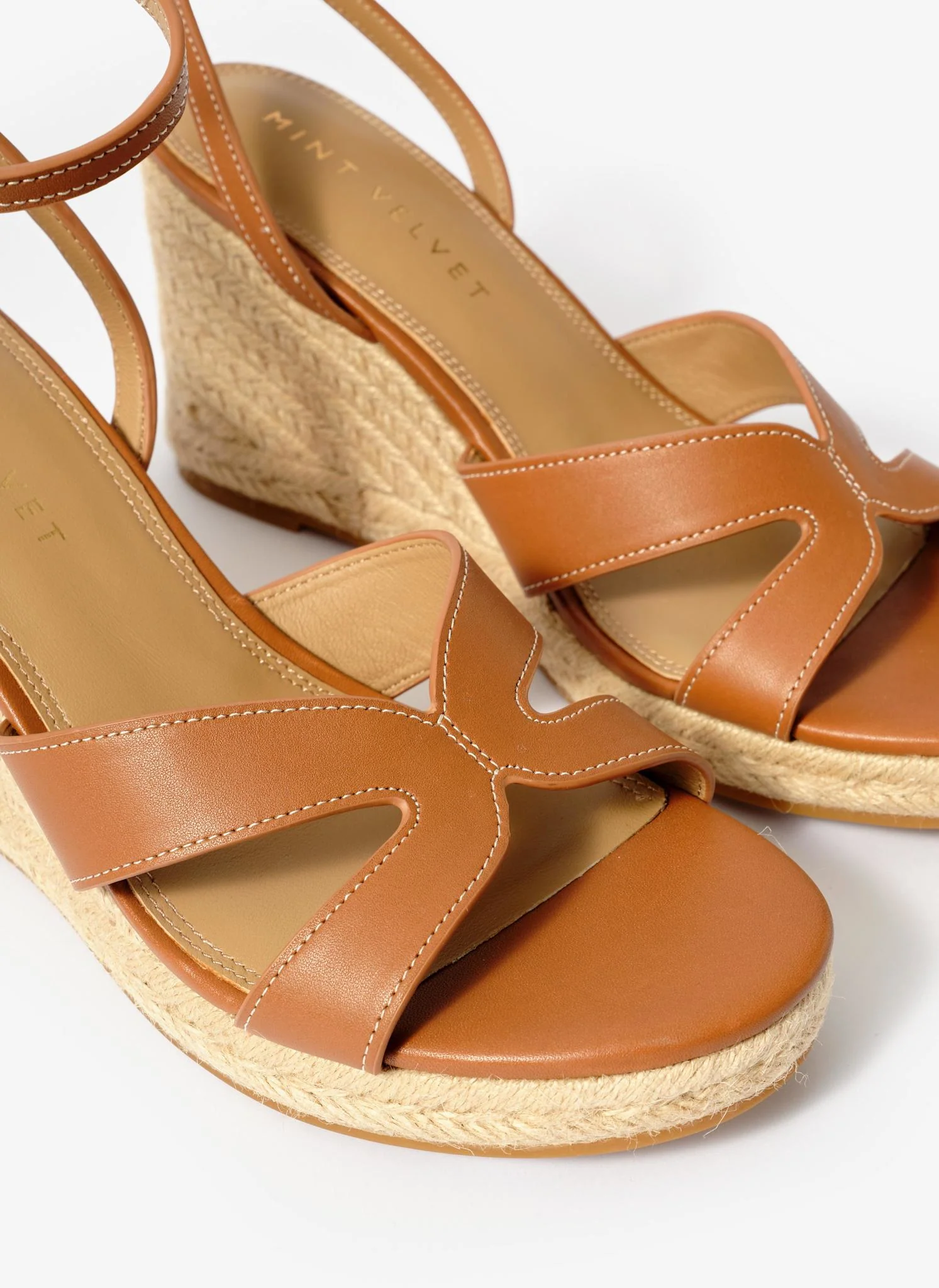 Jase Tan Leather Espadrille Wedges - Image 4