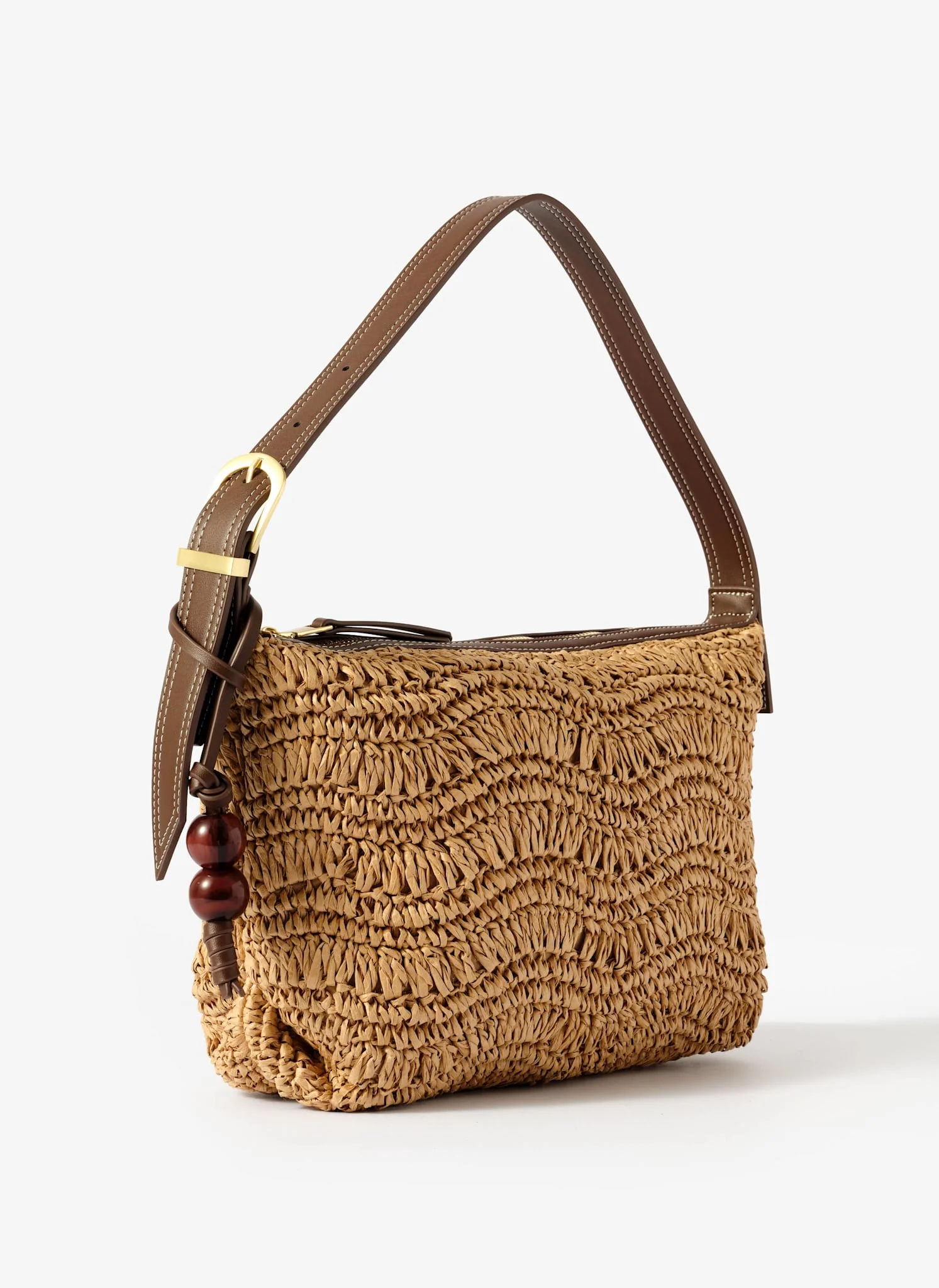 Jessie Neutral Woven Shoulder Bag - Image 3