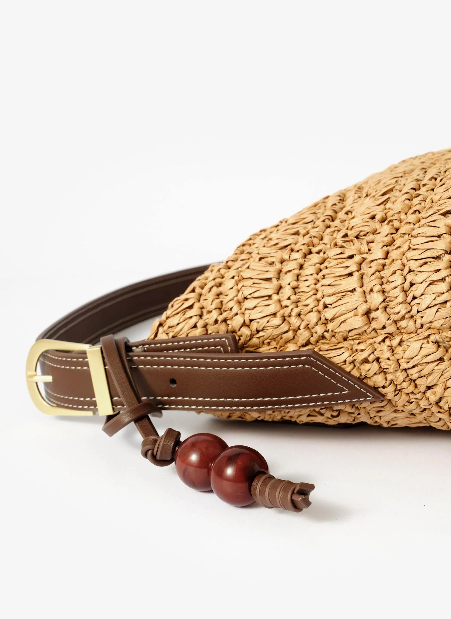 Jessie Neutral Woven Shoulder Bag - Image 4