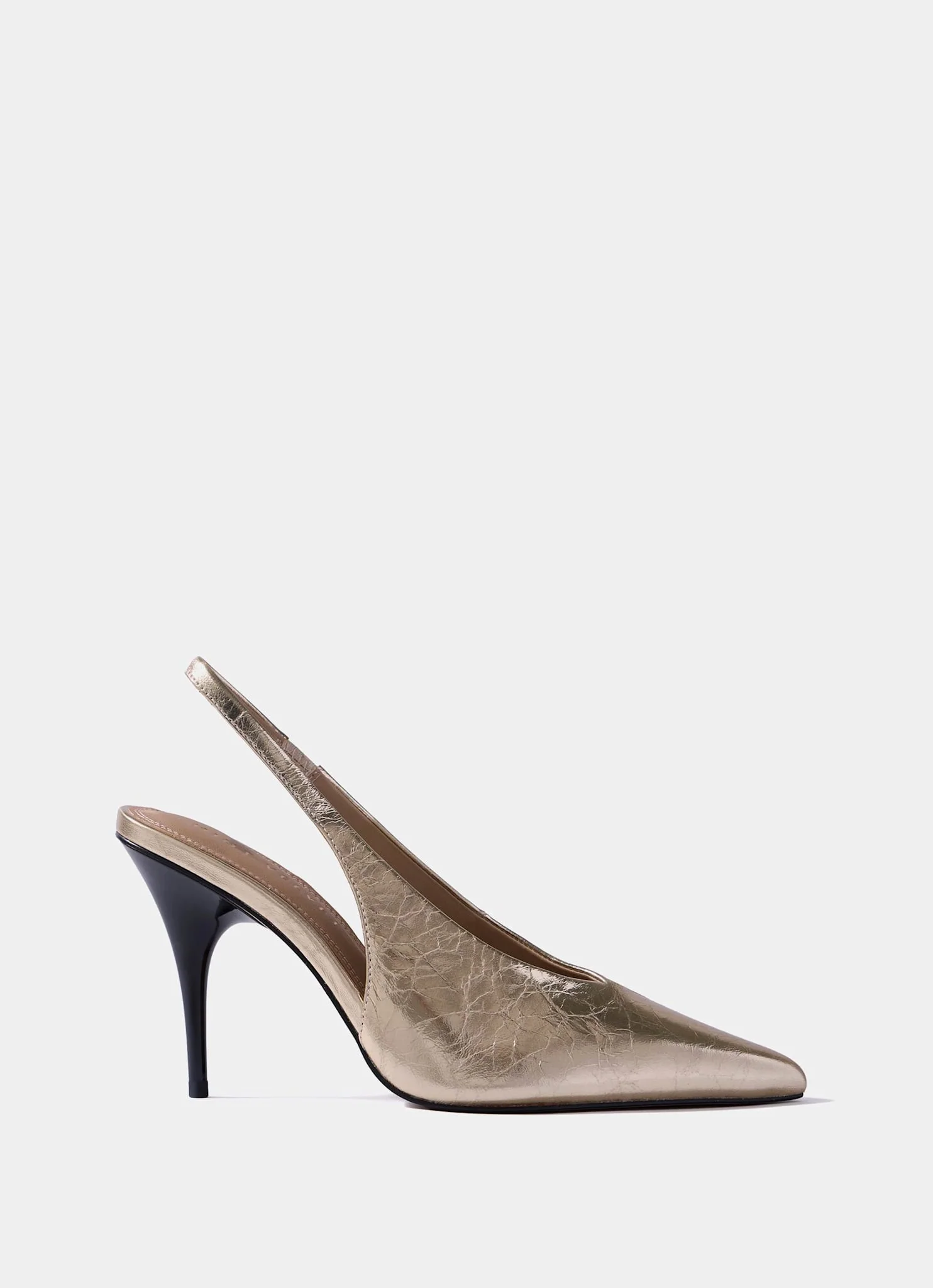 Kat Gold Leather Slingback Heels