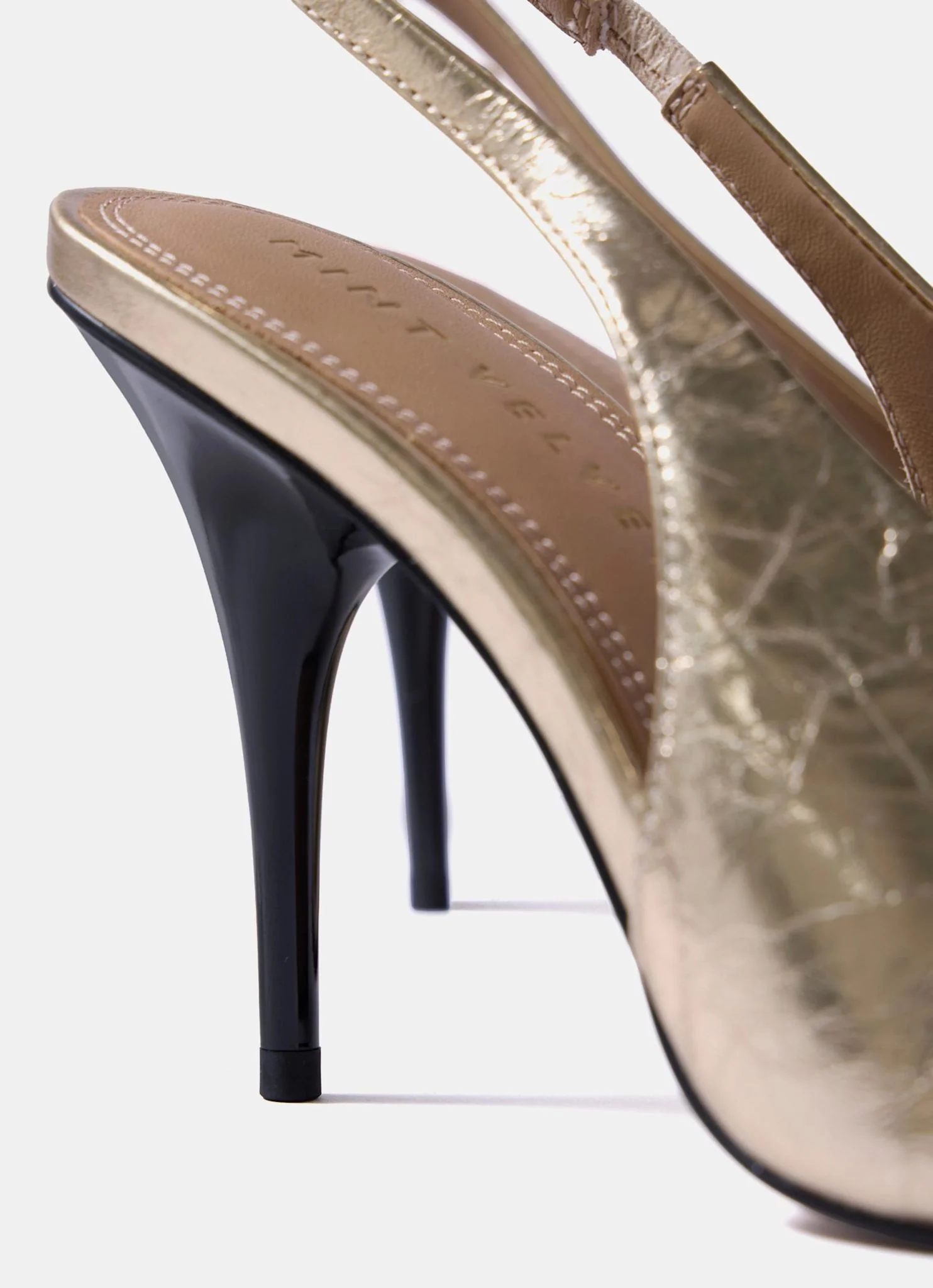 Kat Gold Leather Slingback Heels - Image 5