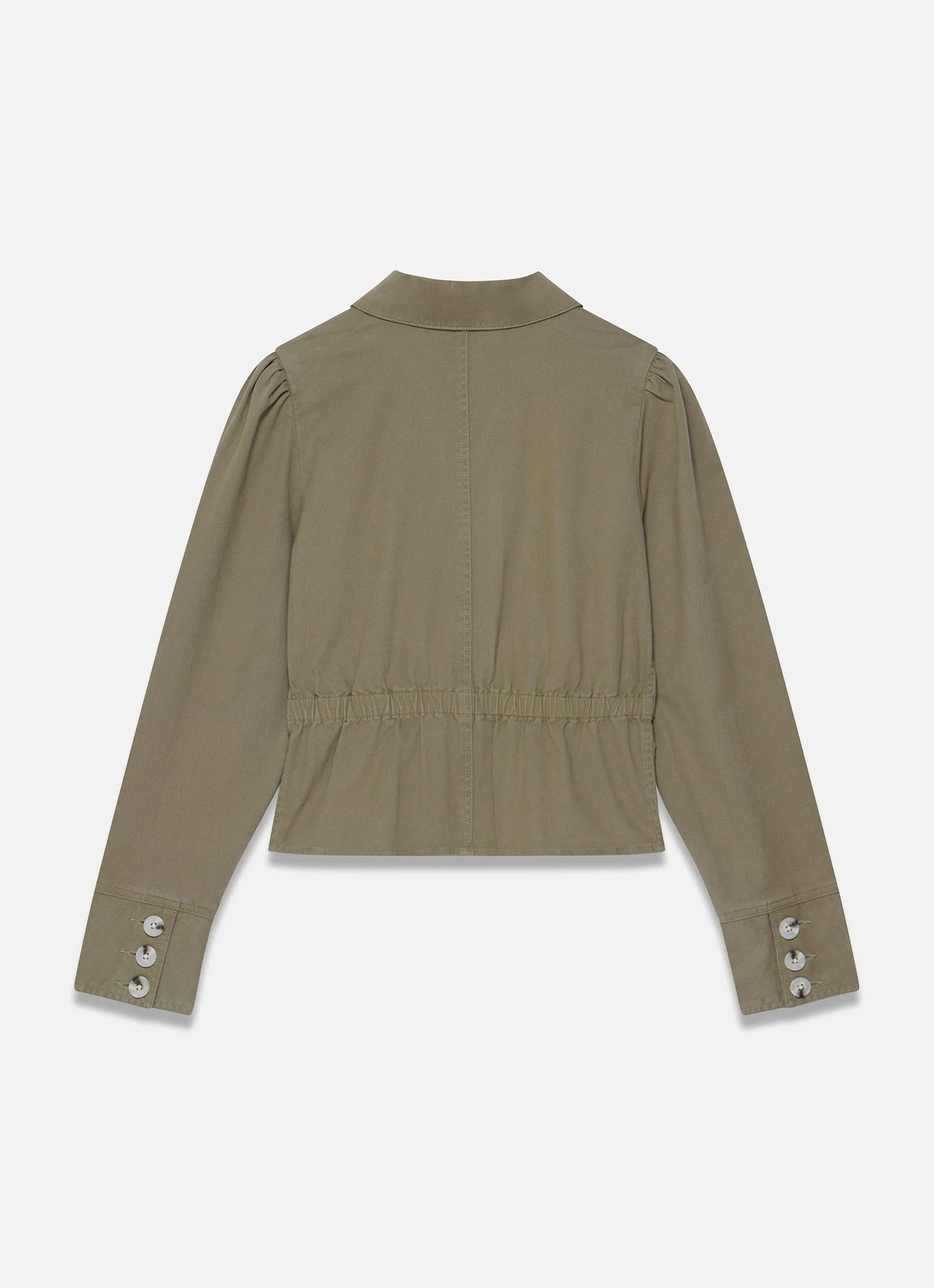 Khaki Cotton Blend Peplum Jacket - Image 7