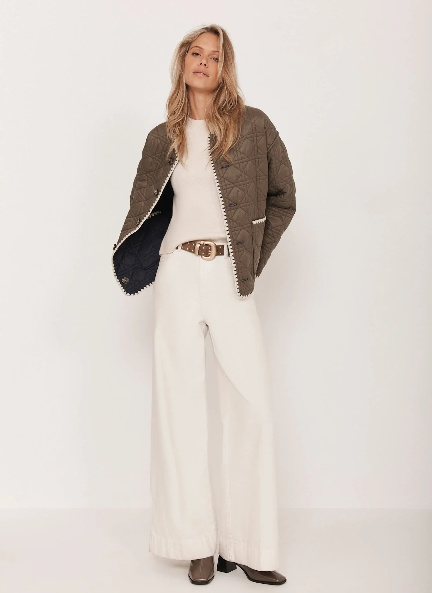 Khaki Reversible Quilted Jacket - Image 3