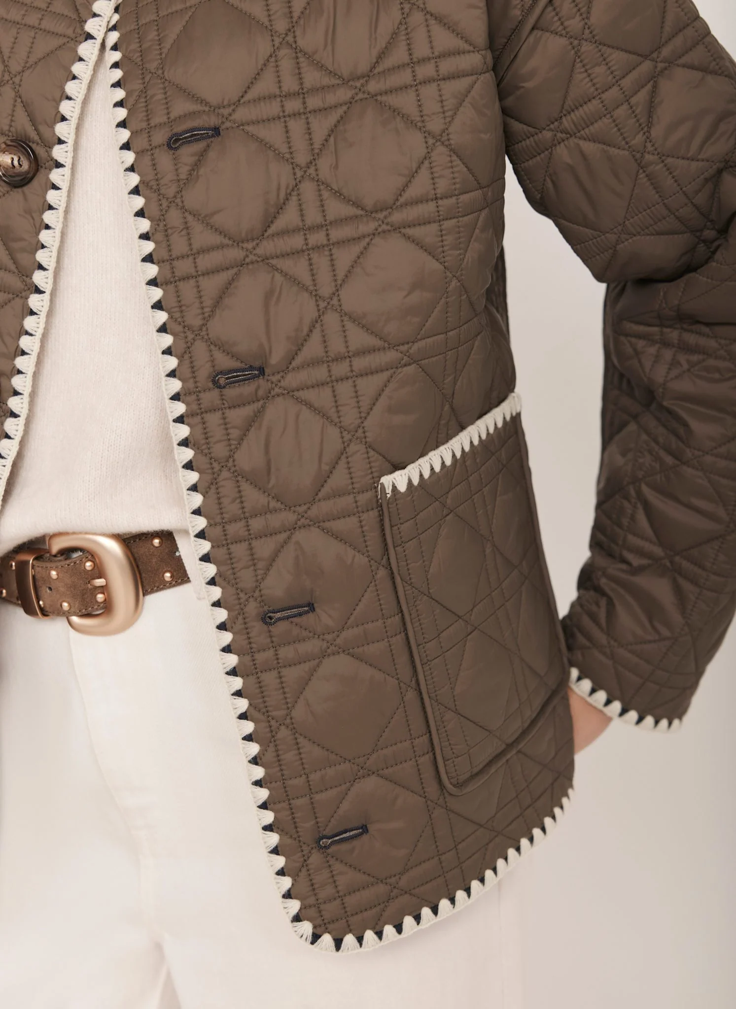Khaki Reversible Quilted Jacket - Image 4