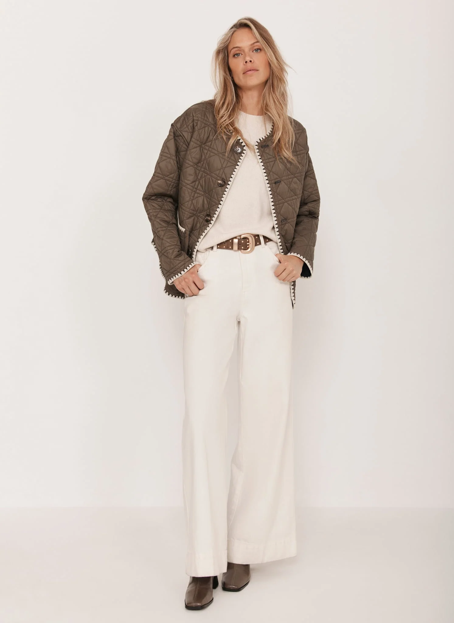 Khaki Reversible Quilted Jacket - Image 5