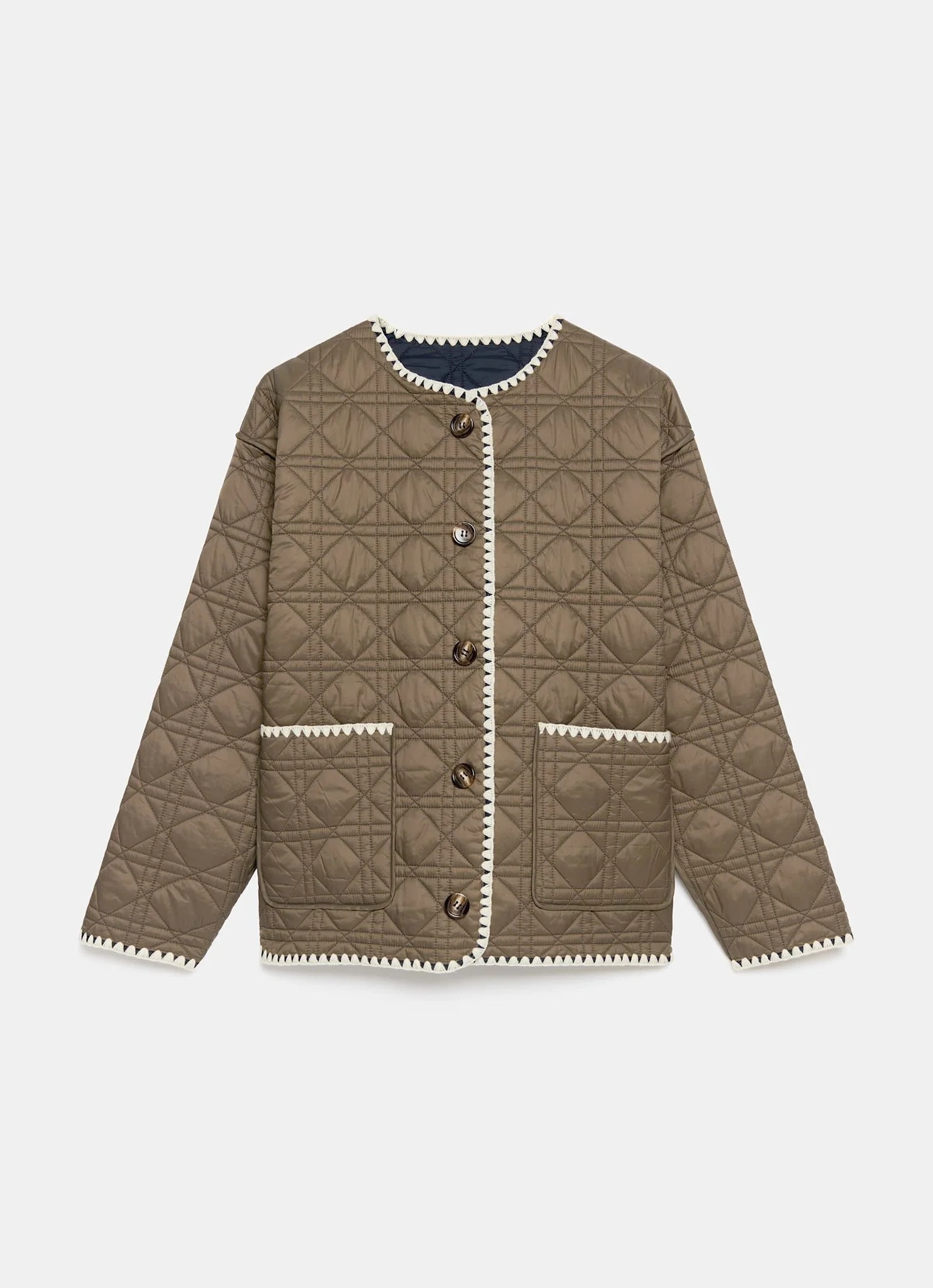 Khaki Reversible Quilted Jacket - Image 7