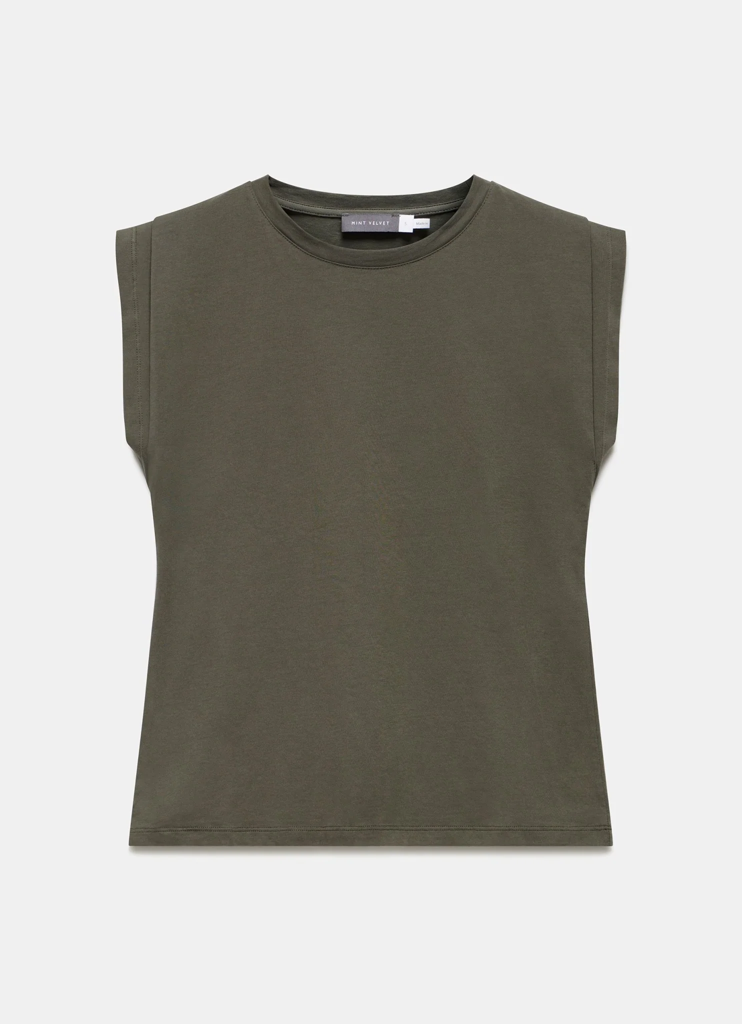 Khaki Cotton Extended Shoulder T-Shirt - Image 6