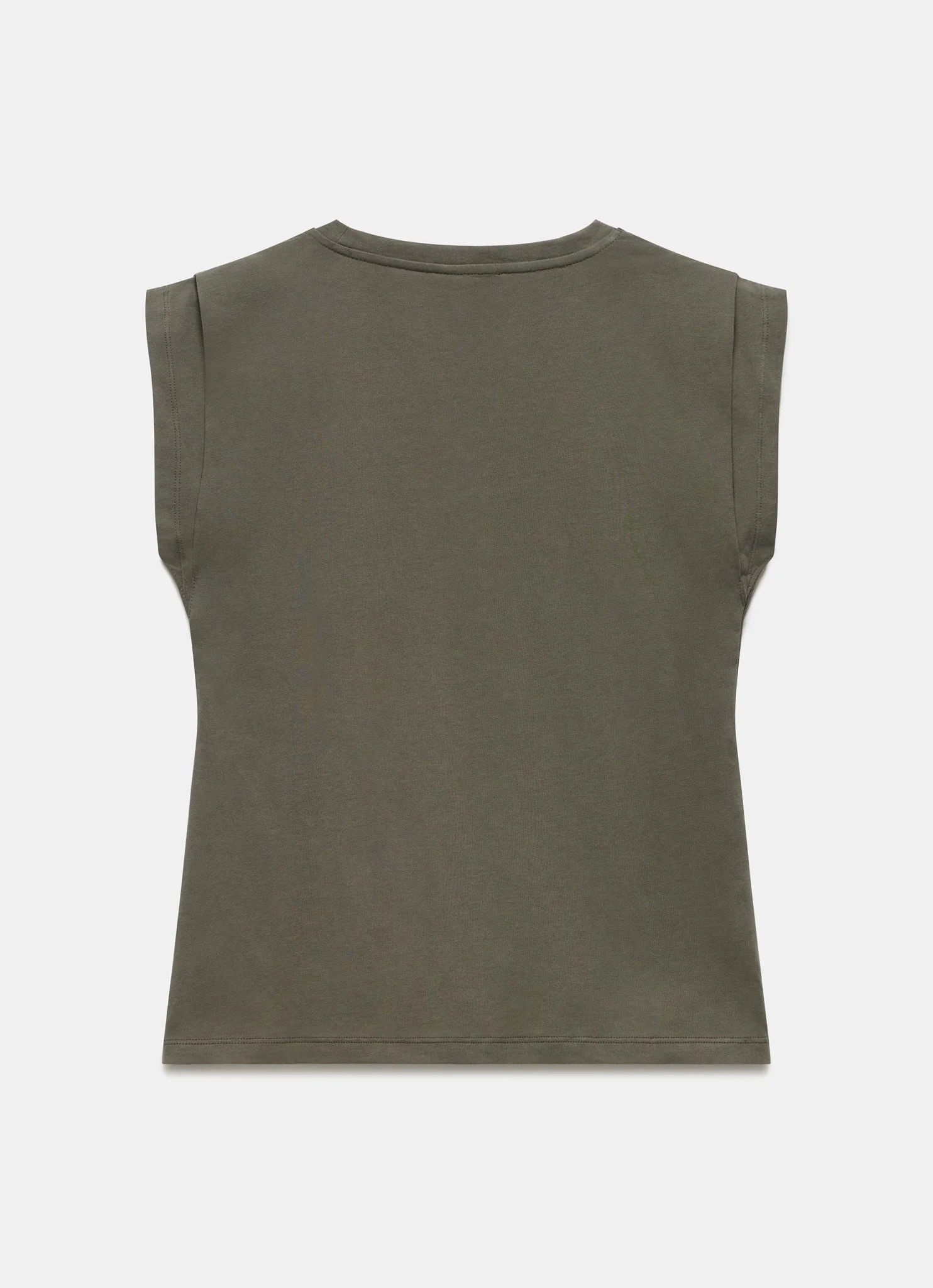 Khaki Cotton Extended Shoulder T-Shirt - Image 7