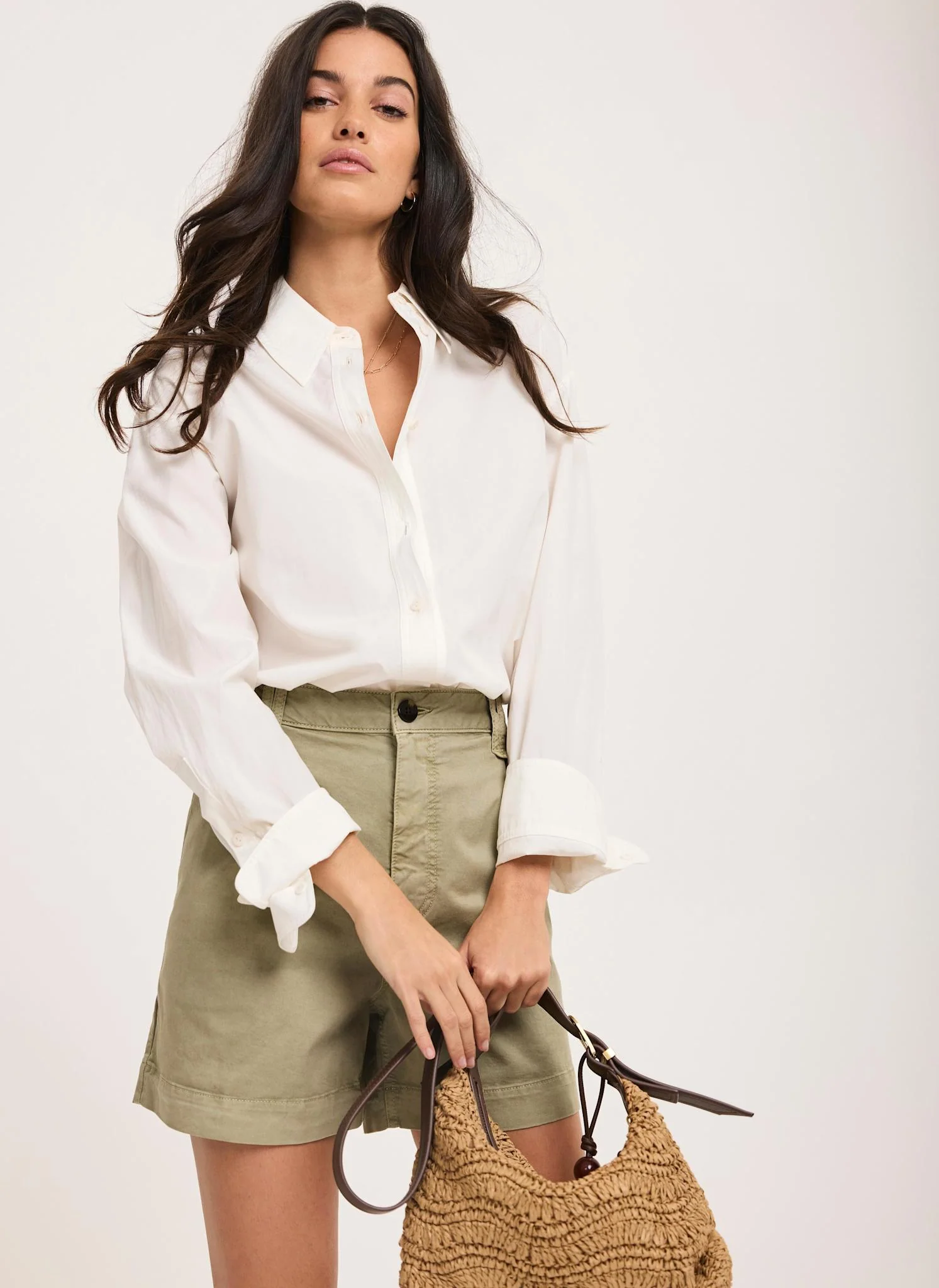 Khaki Pleated Chino Utility Shorts - Image 5