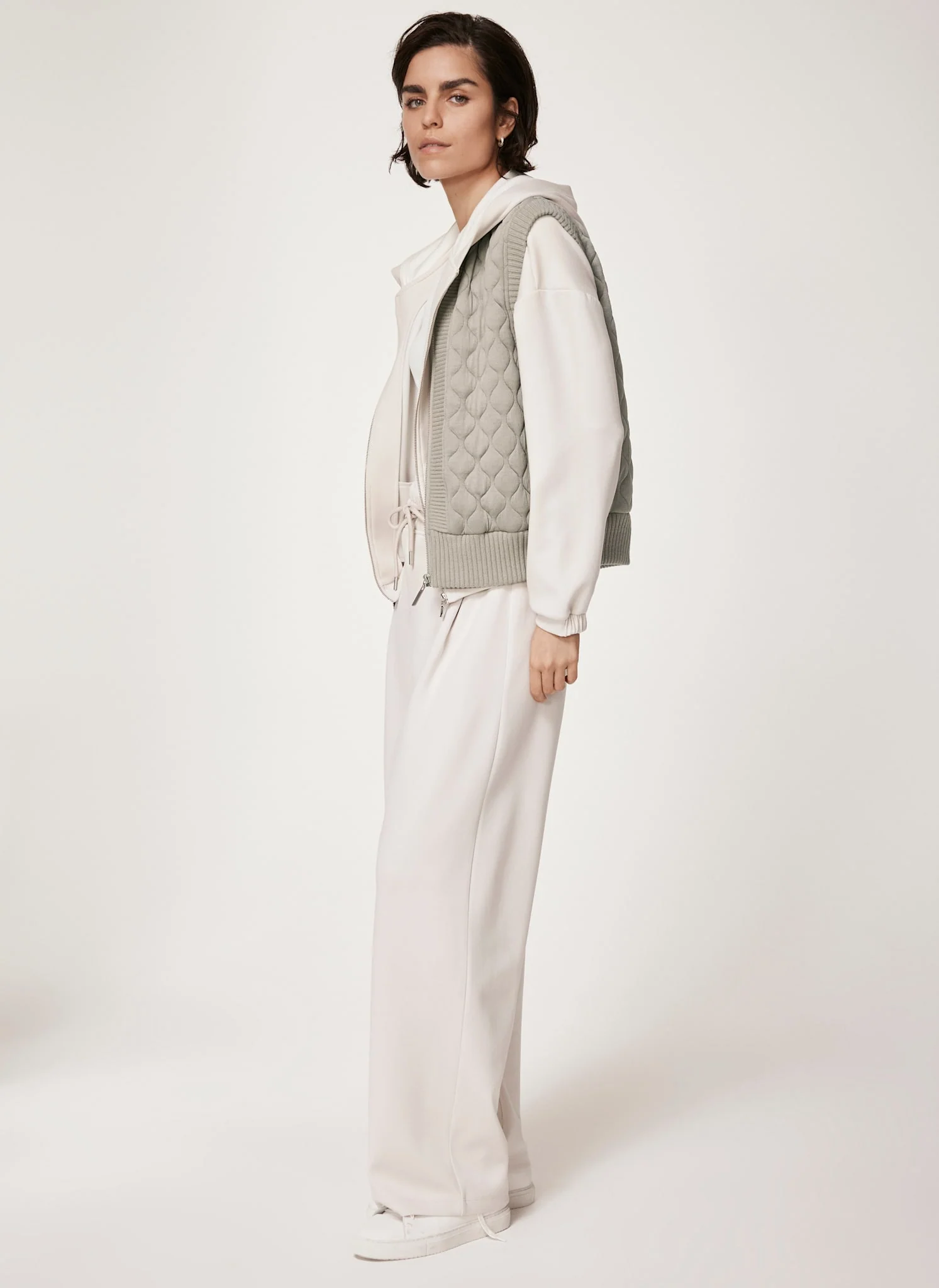 Khaki Quilted Cotton Blend Gilet - Image 2