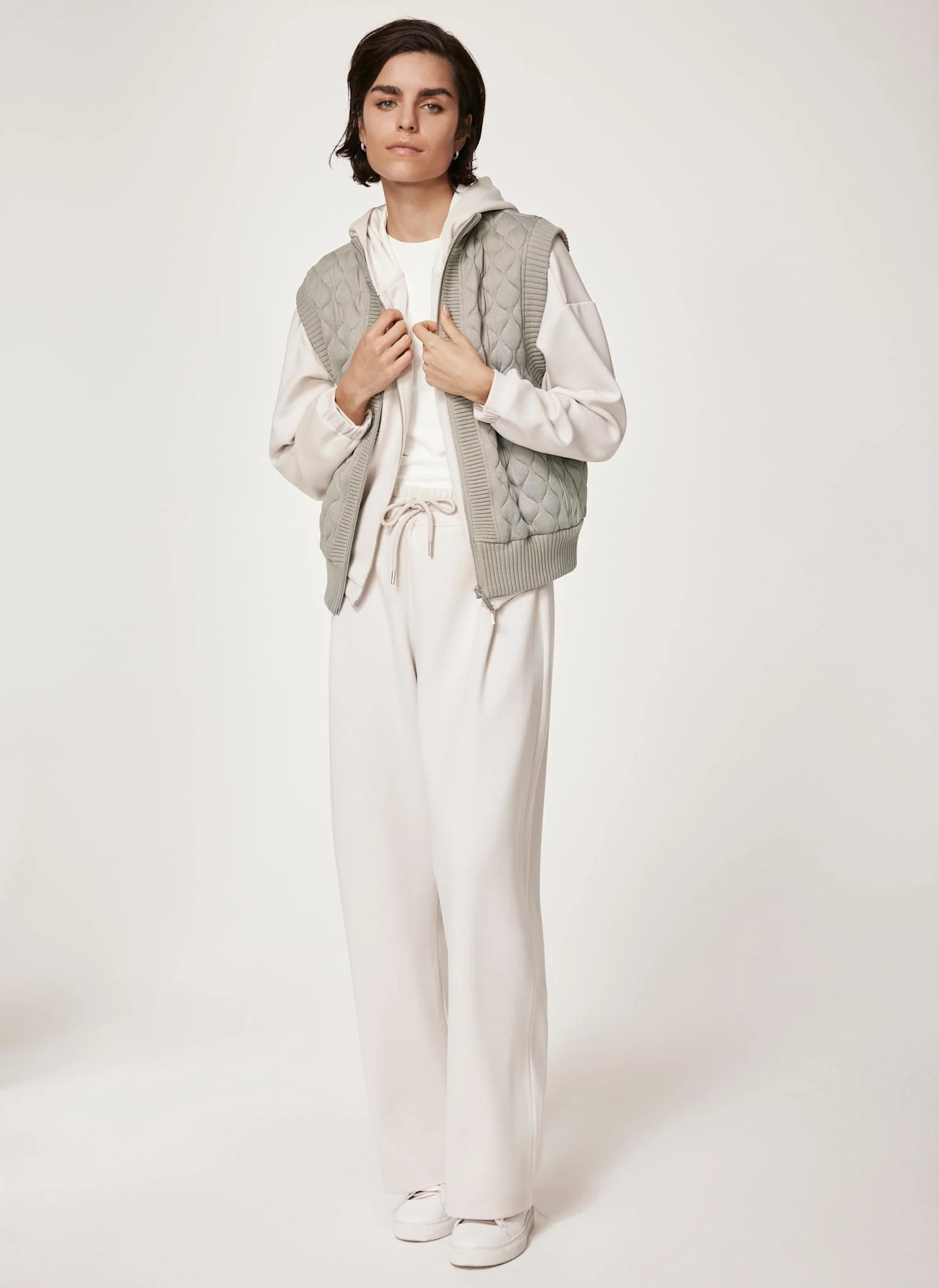 Khaki Quilted Cotton Blend Gilet - Image 4