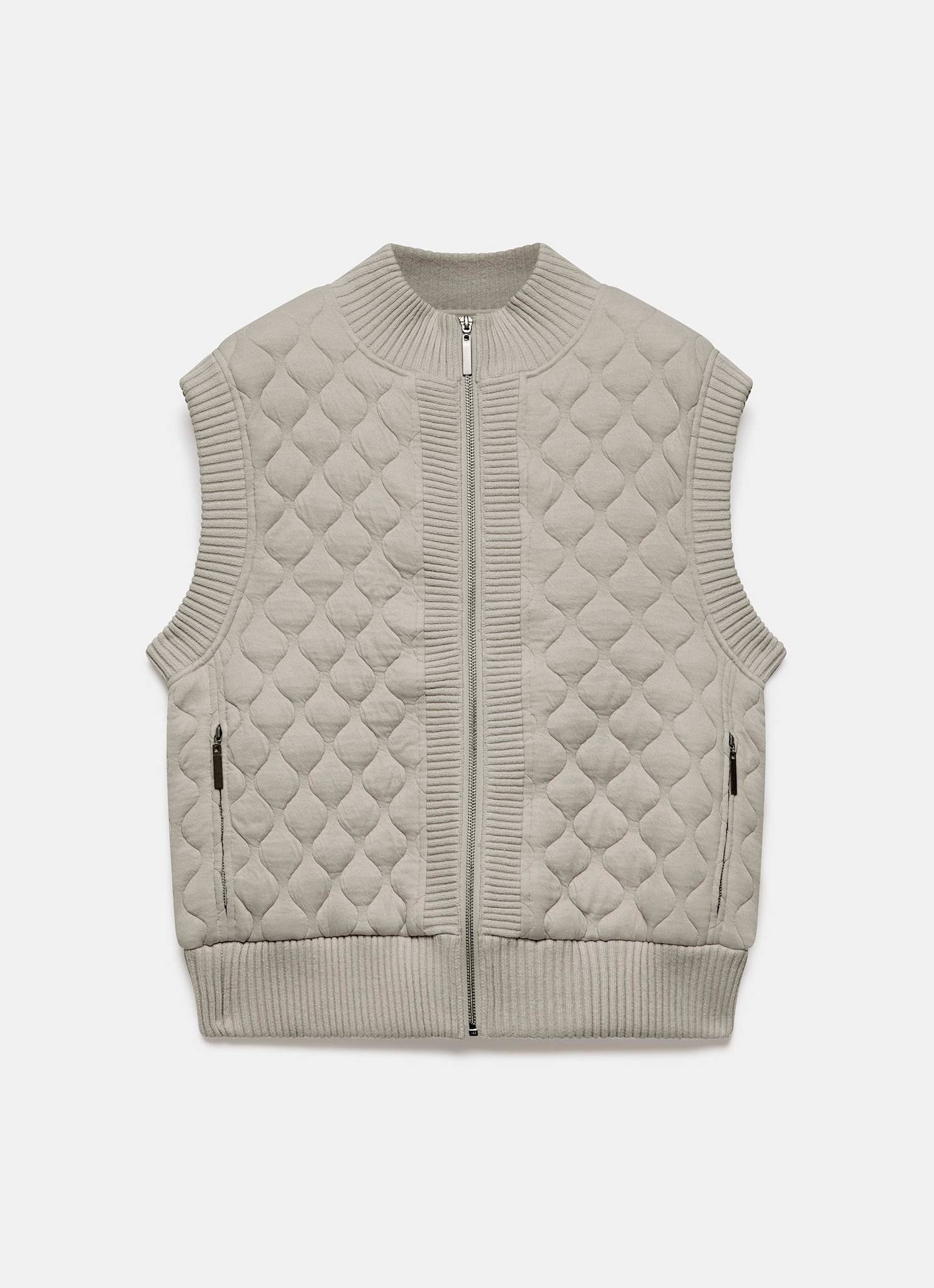 Khaki Quilted Cotton Blend Gilet - Image 7
