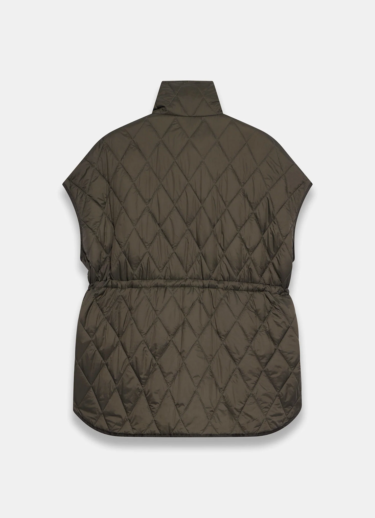 Khaki Quilted Oversized Gilet - Image 8