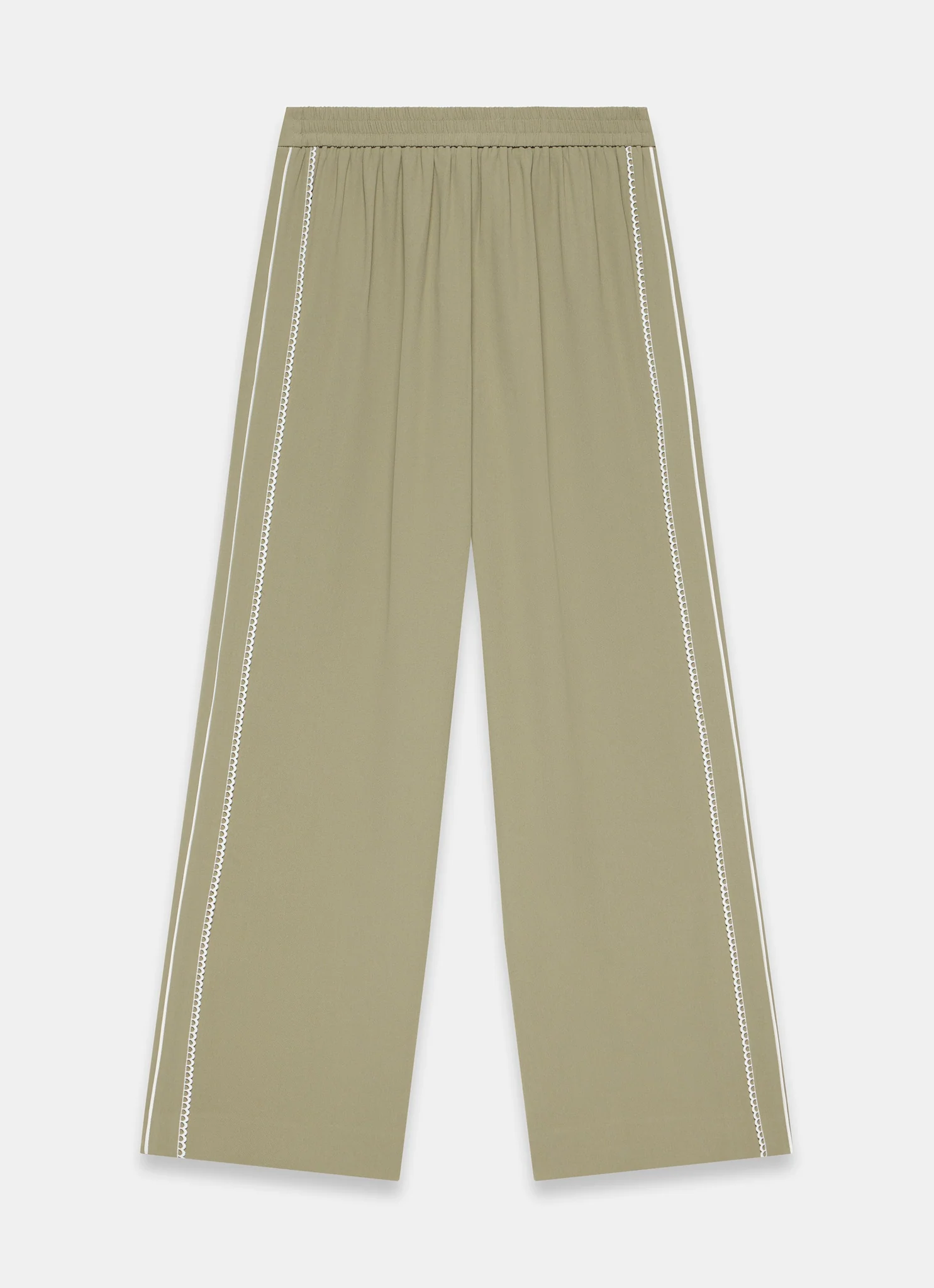 Khaki Scallop Side Stripe Wide Trousers - Image 8