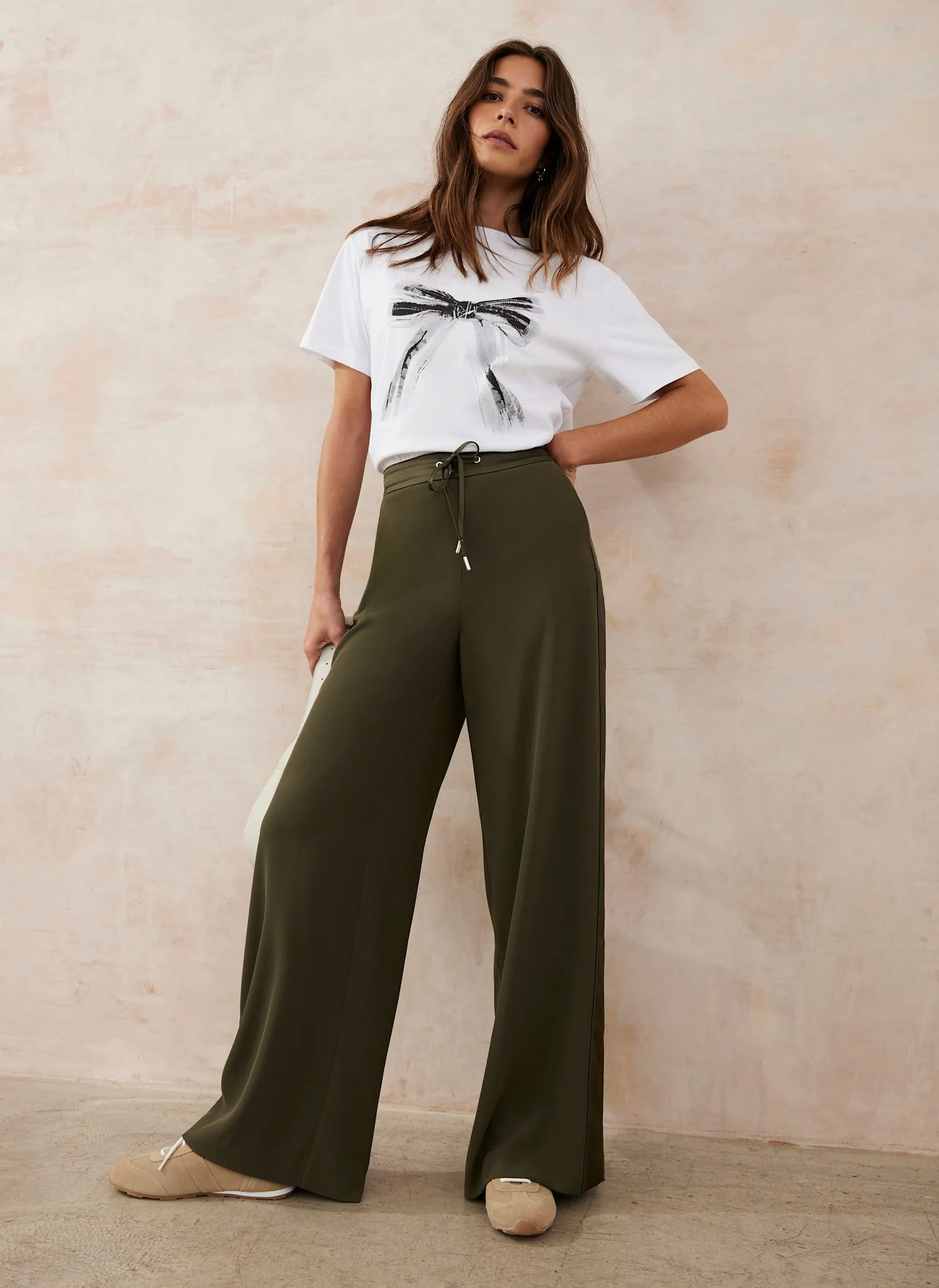Khaki Side Stripe Wide Trousers - Image 4