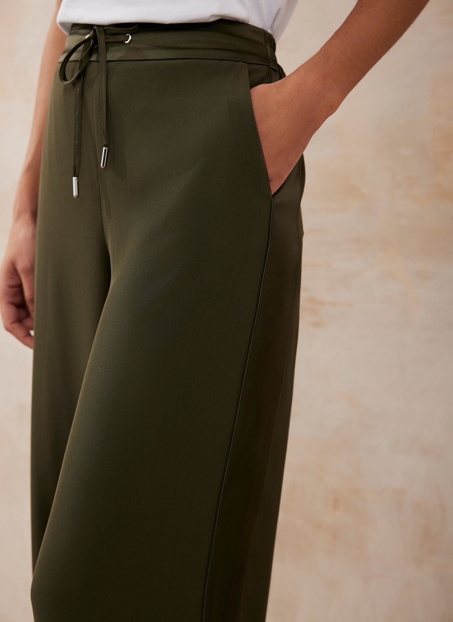 Khaki Side Stripe Wide Trousers - Image 5