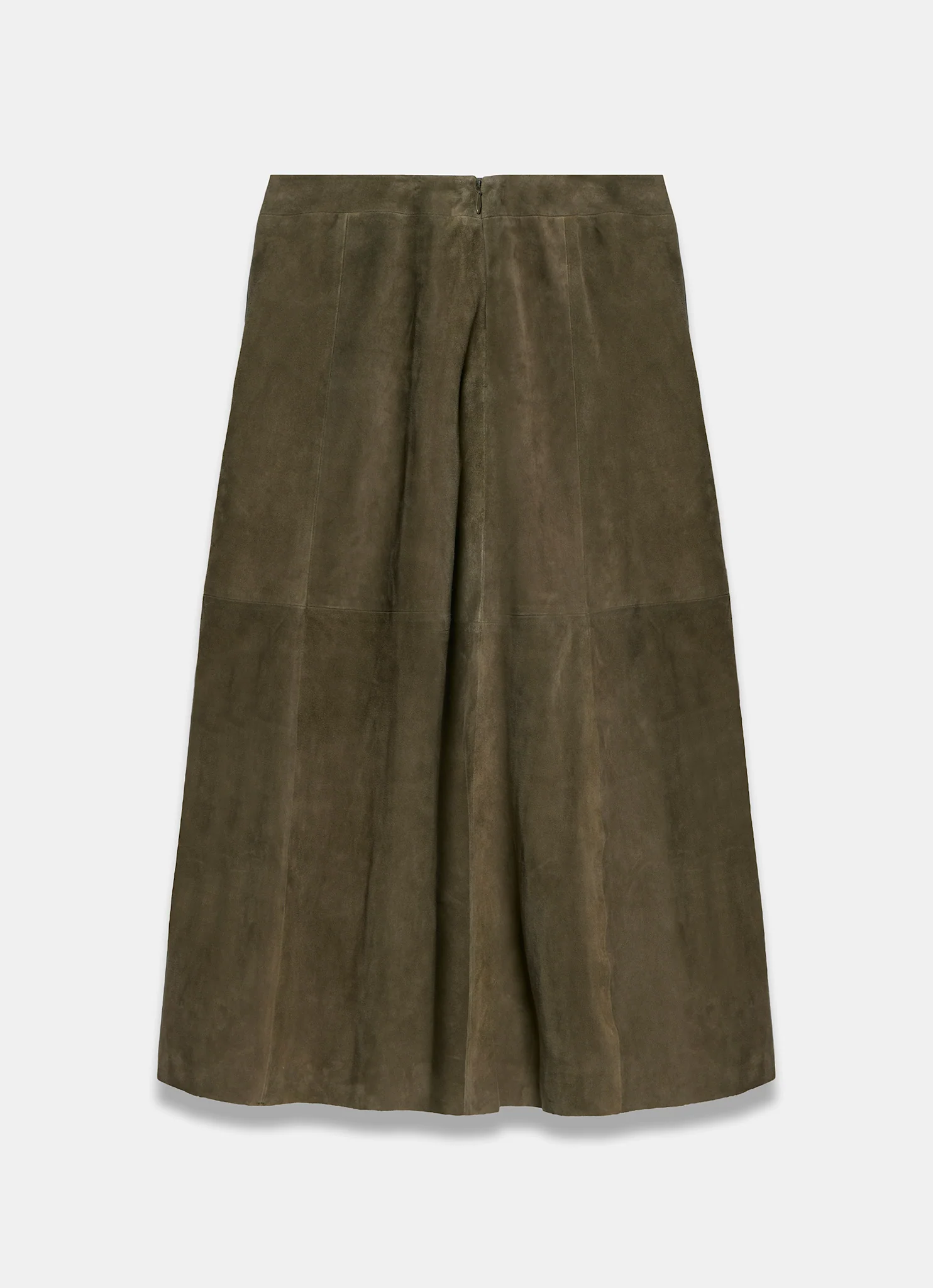 Khaki Suede Full Midi Skirt - Image 8