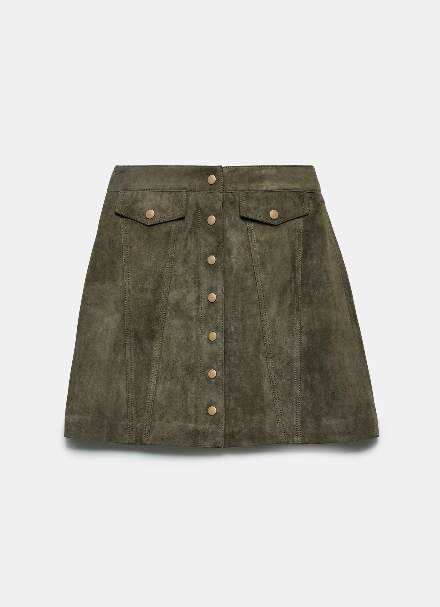 Khaki Suede Mini Skirt - Image 7