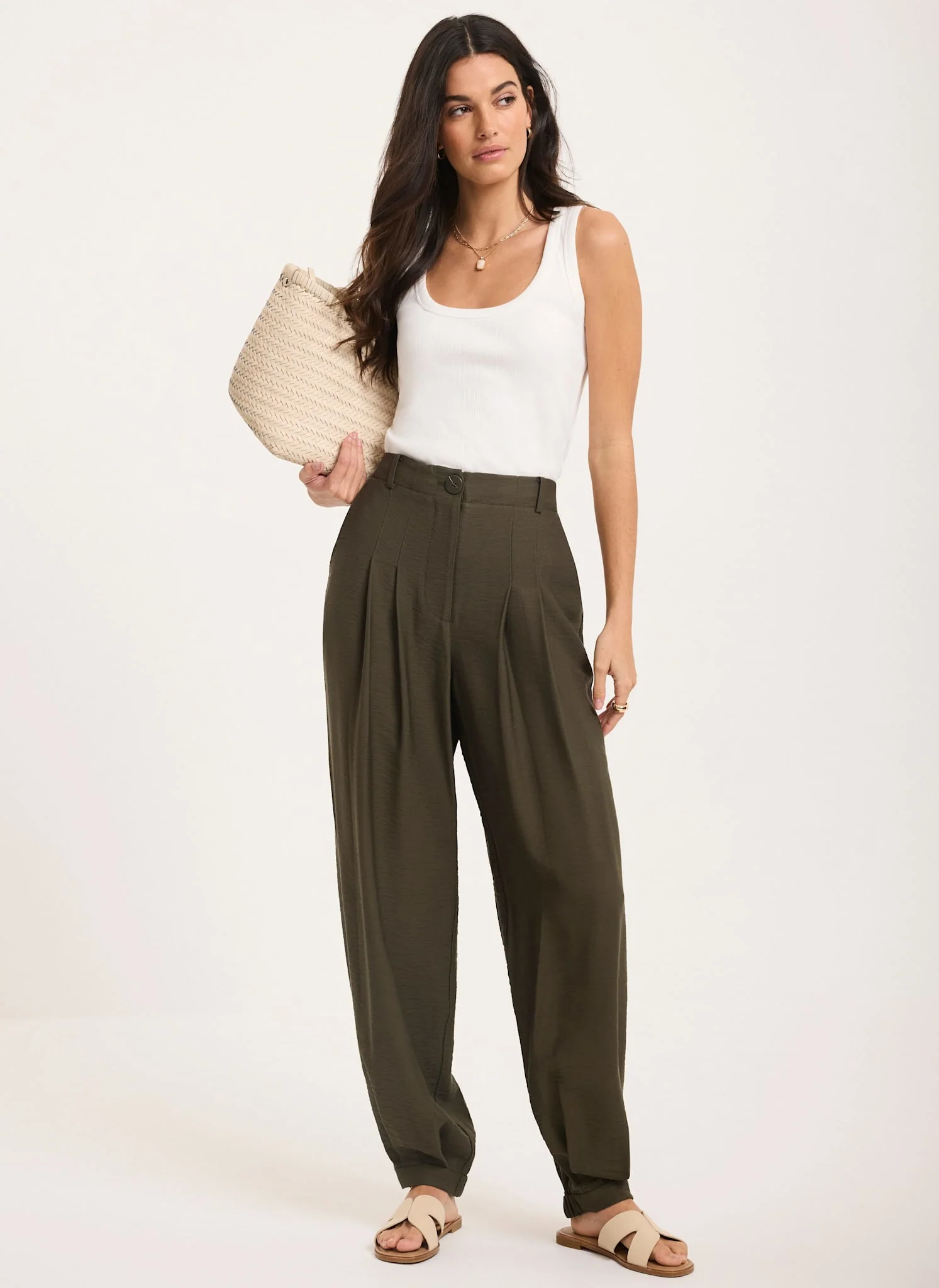 Khaki Soft Balloon Trousers - Image 5
