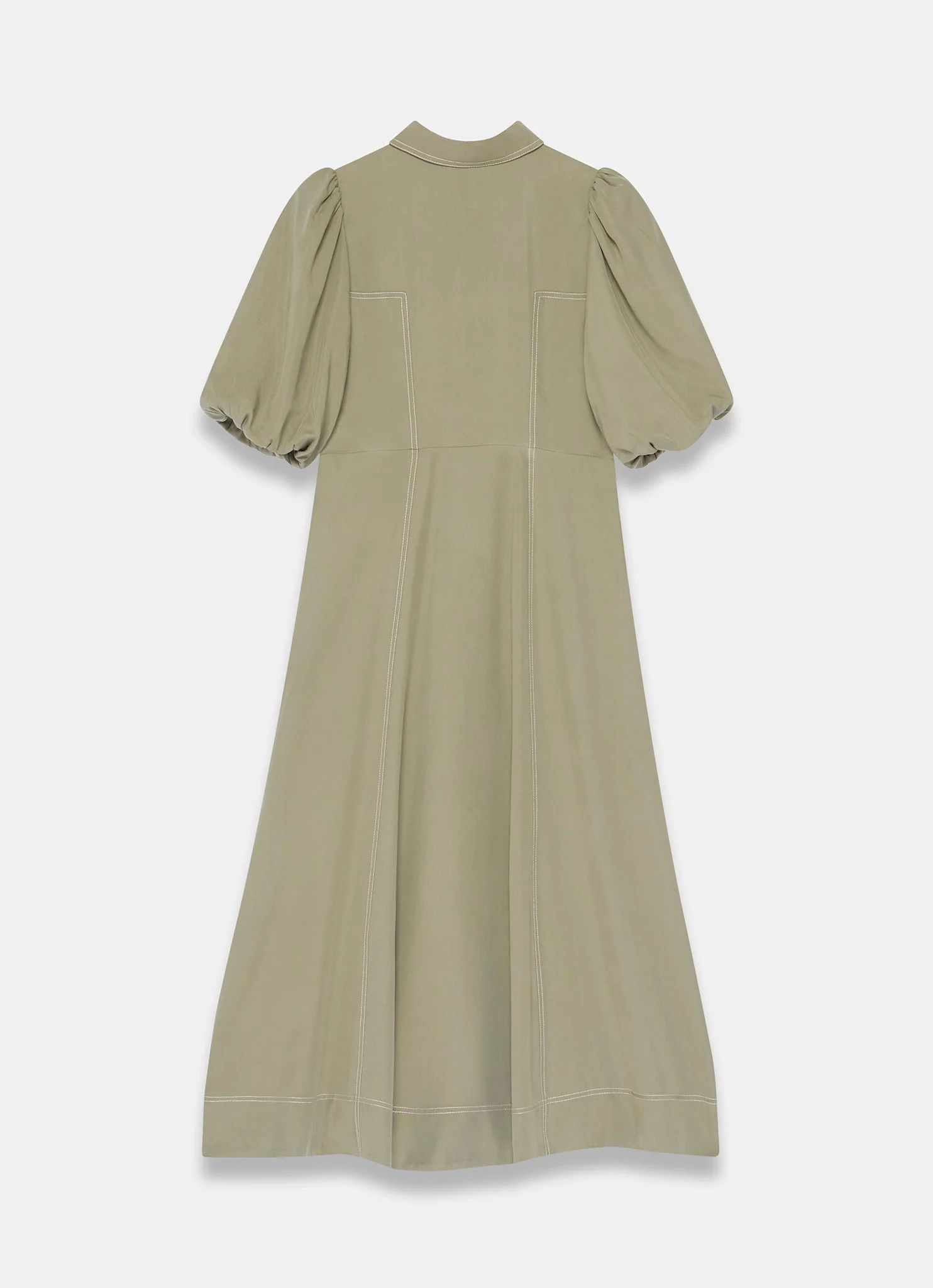 Khaki Utility Zip Midi Shirt Dress - Image 7