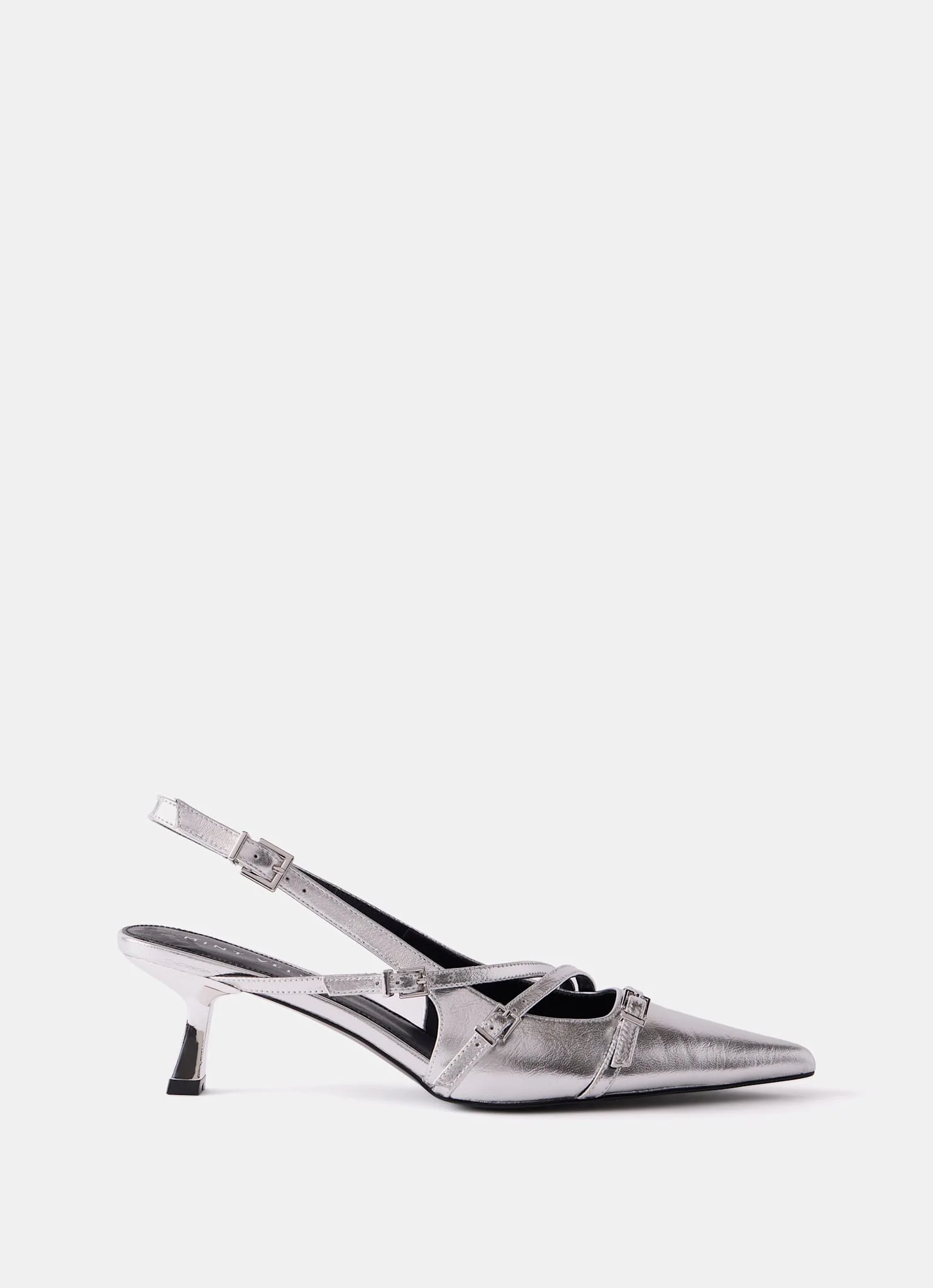 Kit Silver Slingback Kitten Heels - Image 3