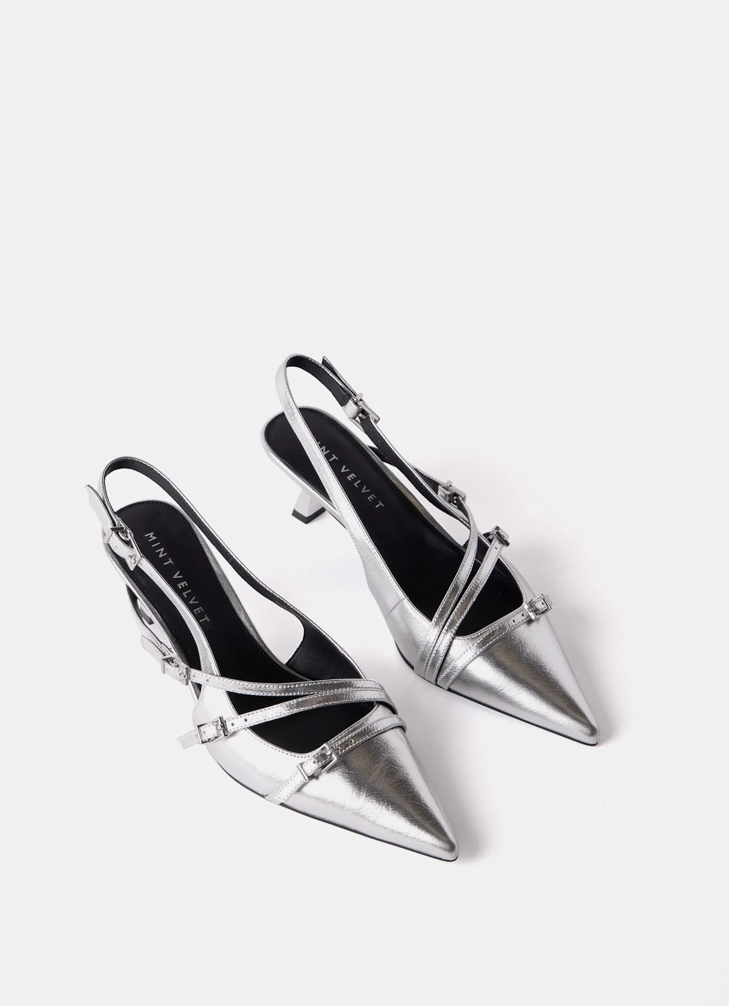 Kit Silver Slingback Kitten Heels - Image 4