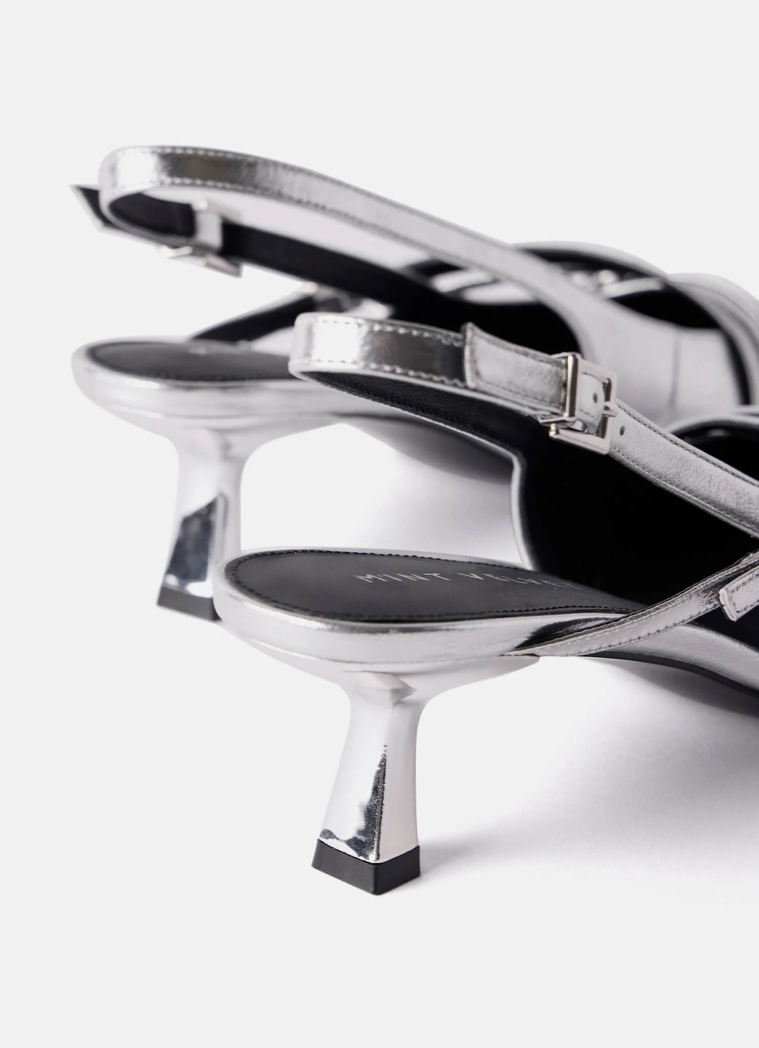 Kit Silver Slingback Kitten Heels - Image 5