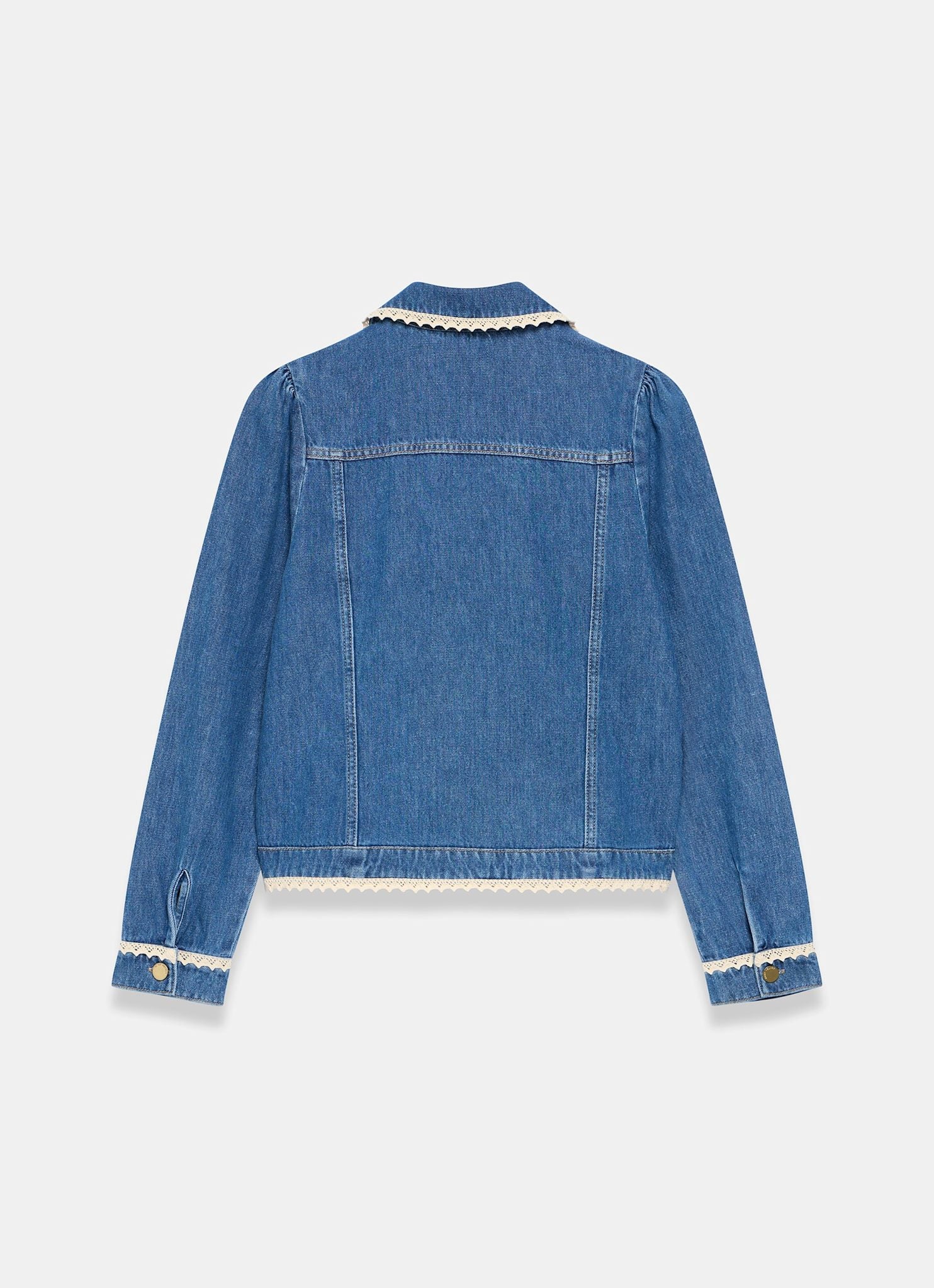 Mid Indigo Crochet Trim Denim Jacket - Image 8