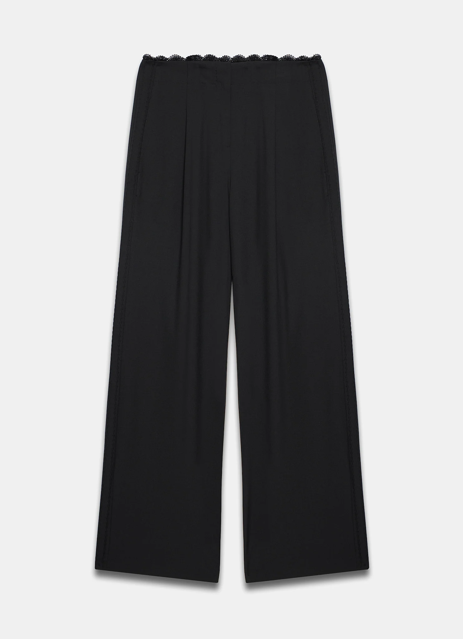 Black Lace Trim Wide Trousers - Image 7