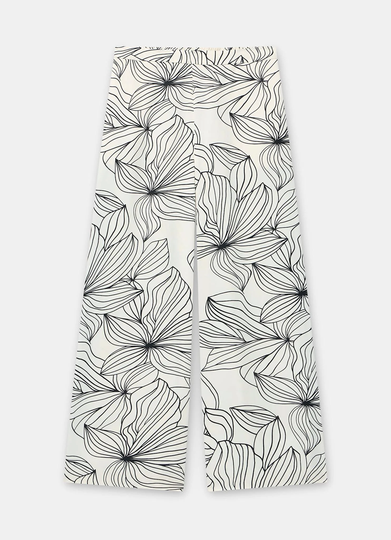 Cream Floral Print Wide Satin Trousers - Image 6