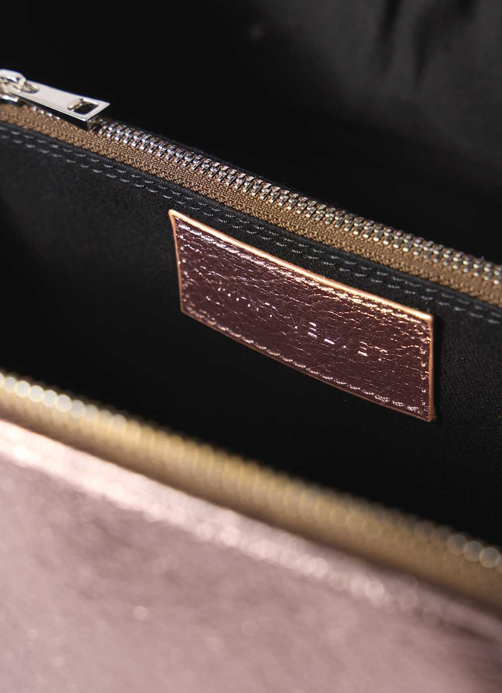 Brown Metallic Leather Large Wash Bag - Image 4