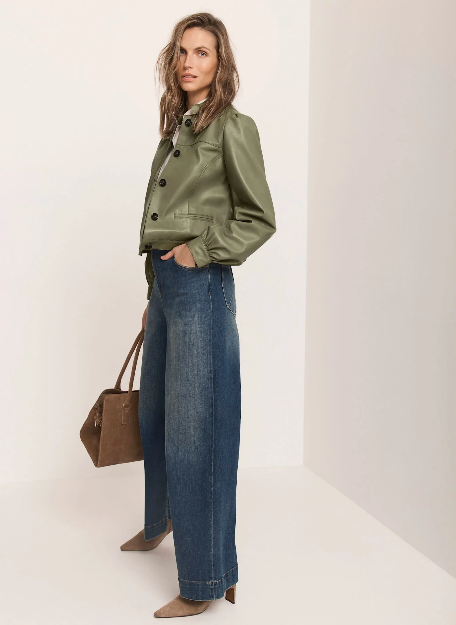 Green Leather Puff Sleeve Jacket - Image 5