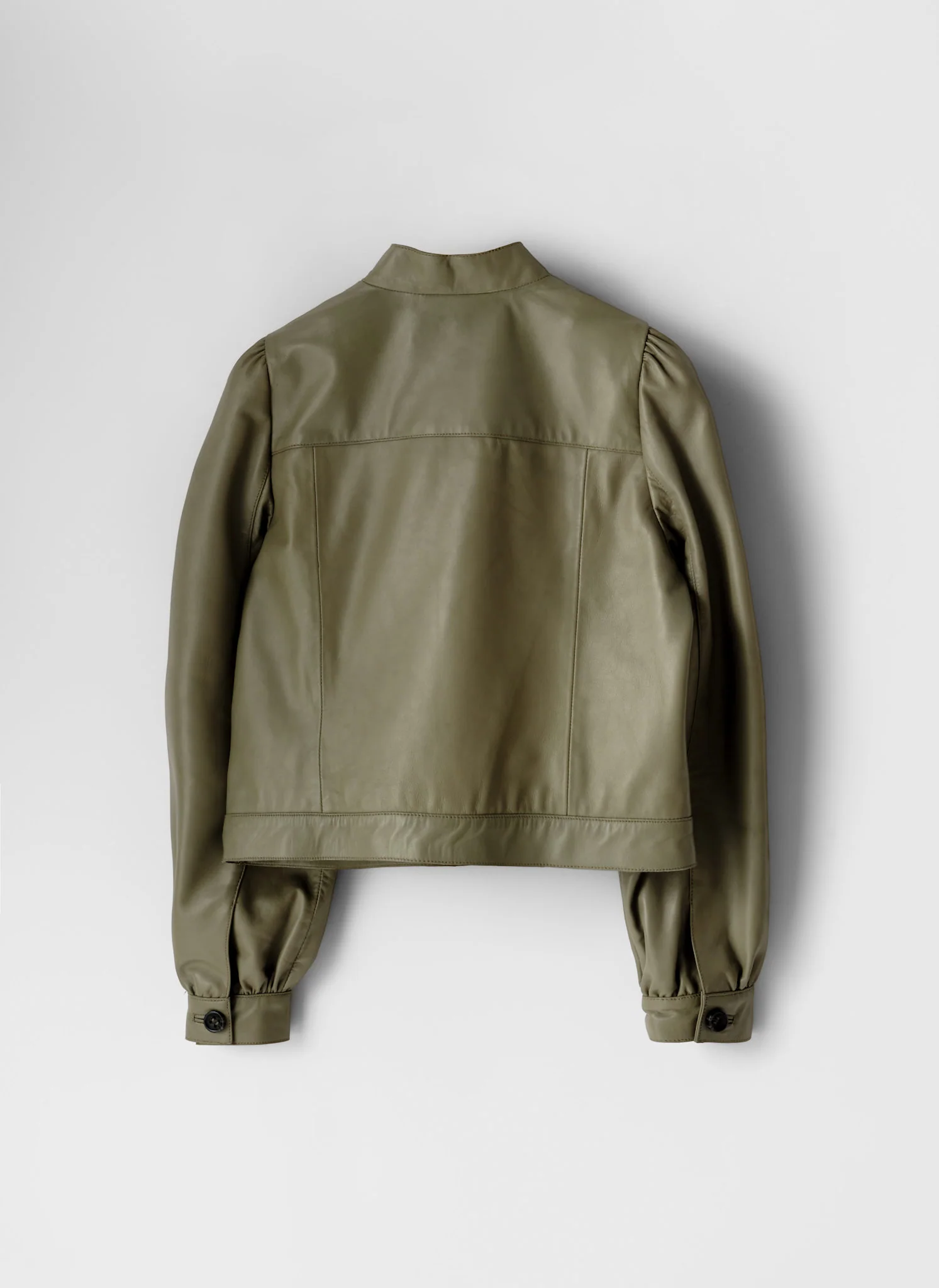 Green Leather Puff Sleeve Jacket - Image 8