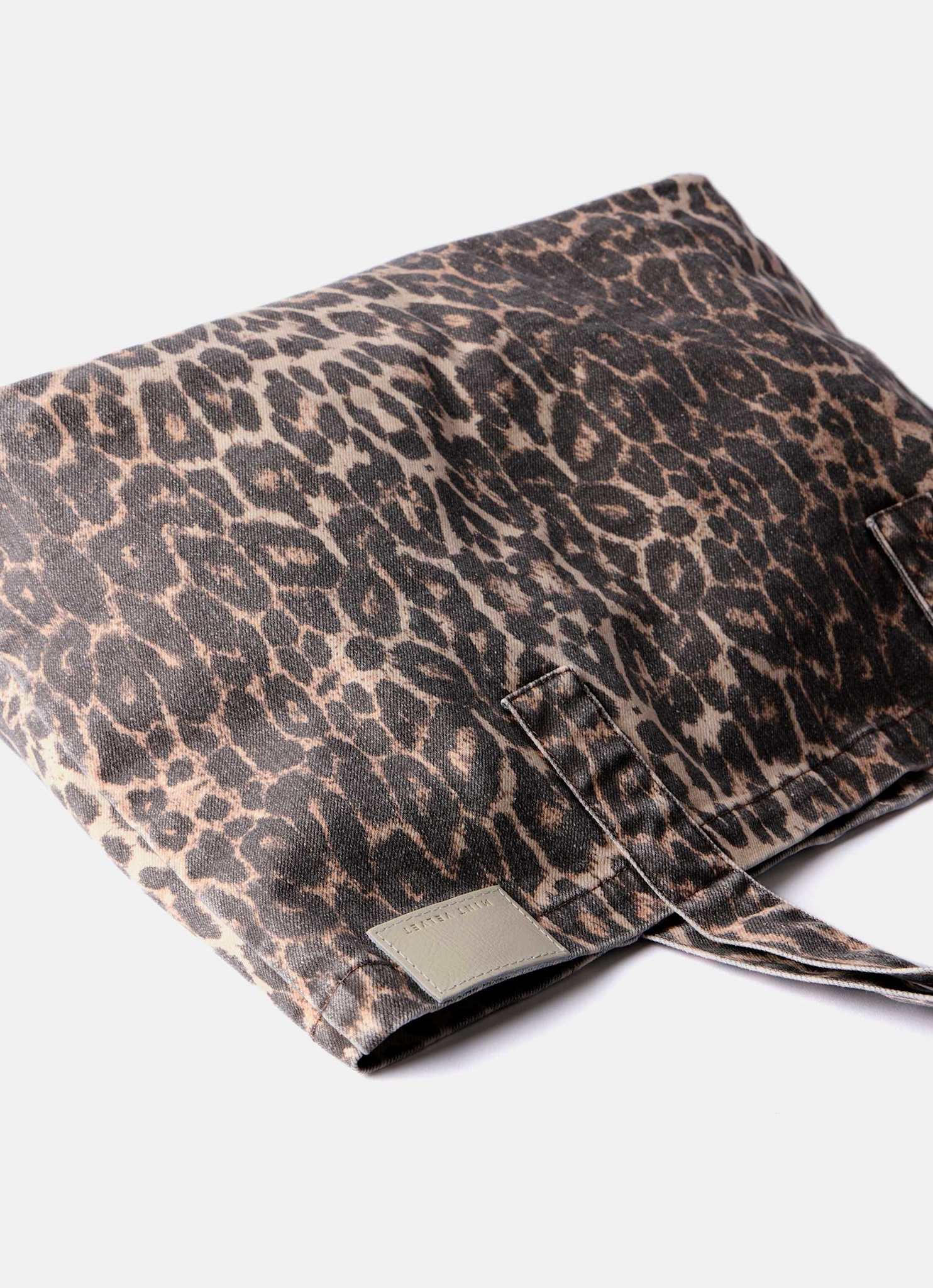 Leopard Print Denim Tote Bag - Image 4